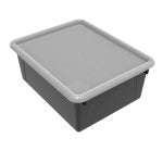 Deep Storage Tray with Lid, Black