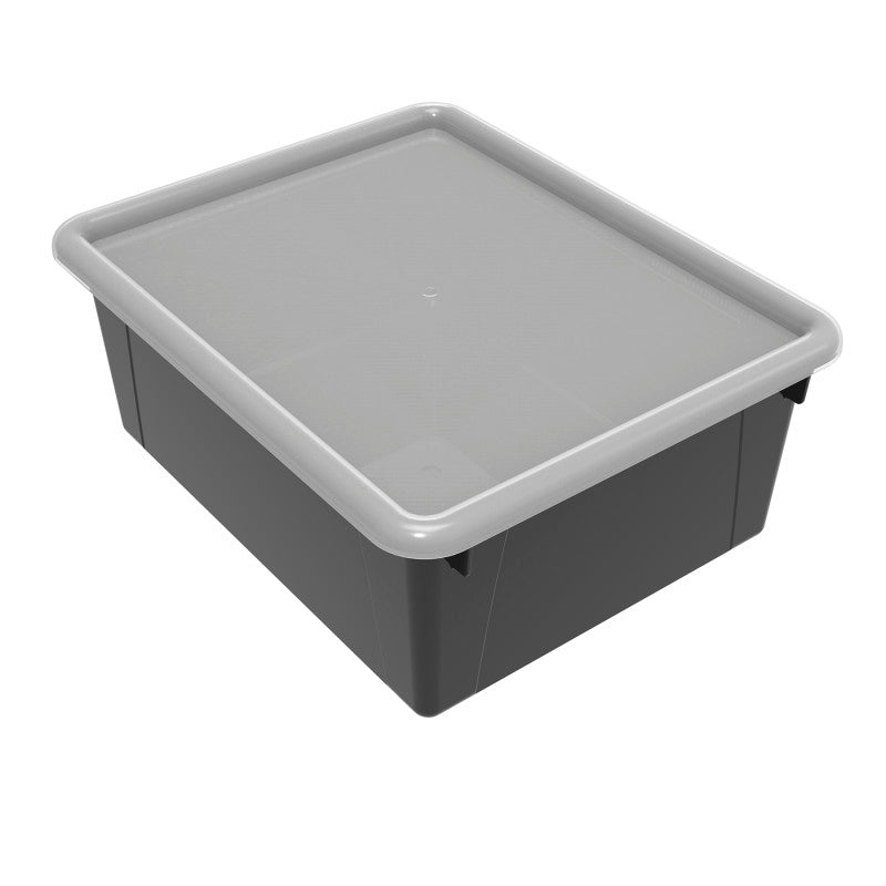 Deep Storage Tray with Lid, Black
