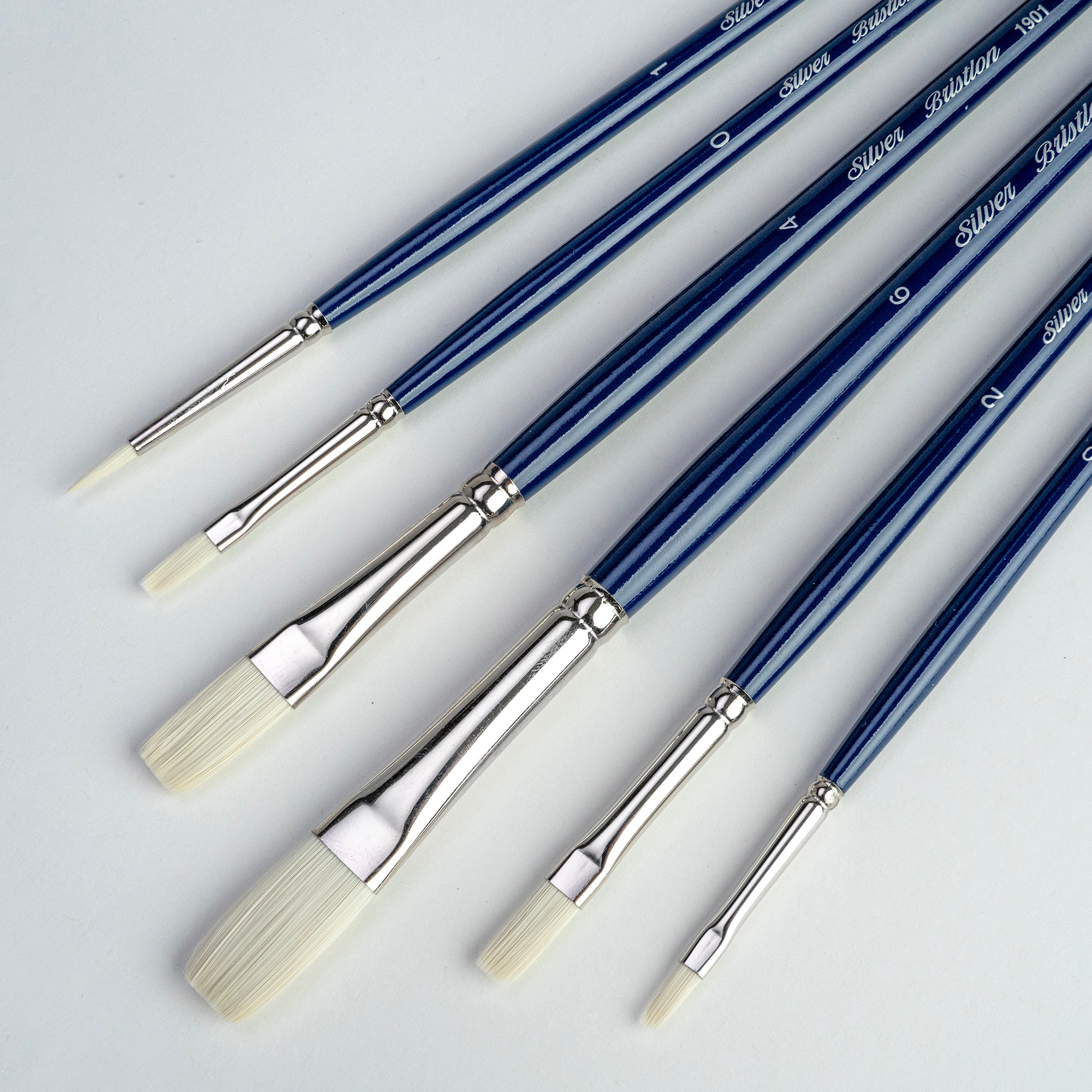 Bristlon Flat Brush Set, 6 Brushes