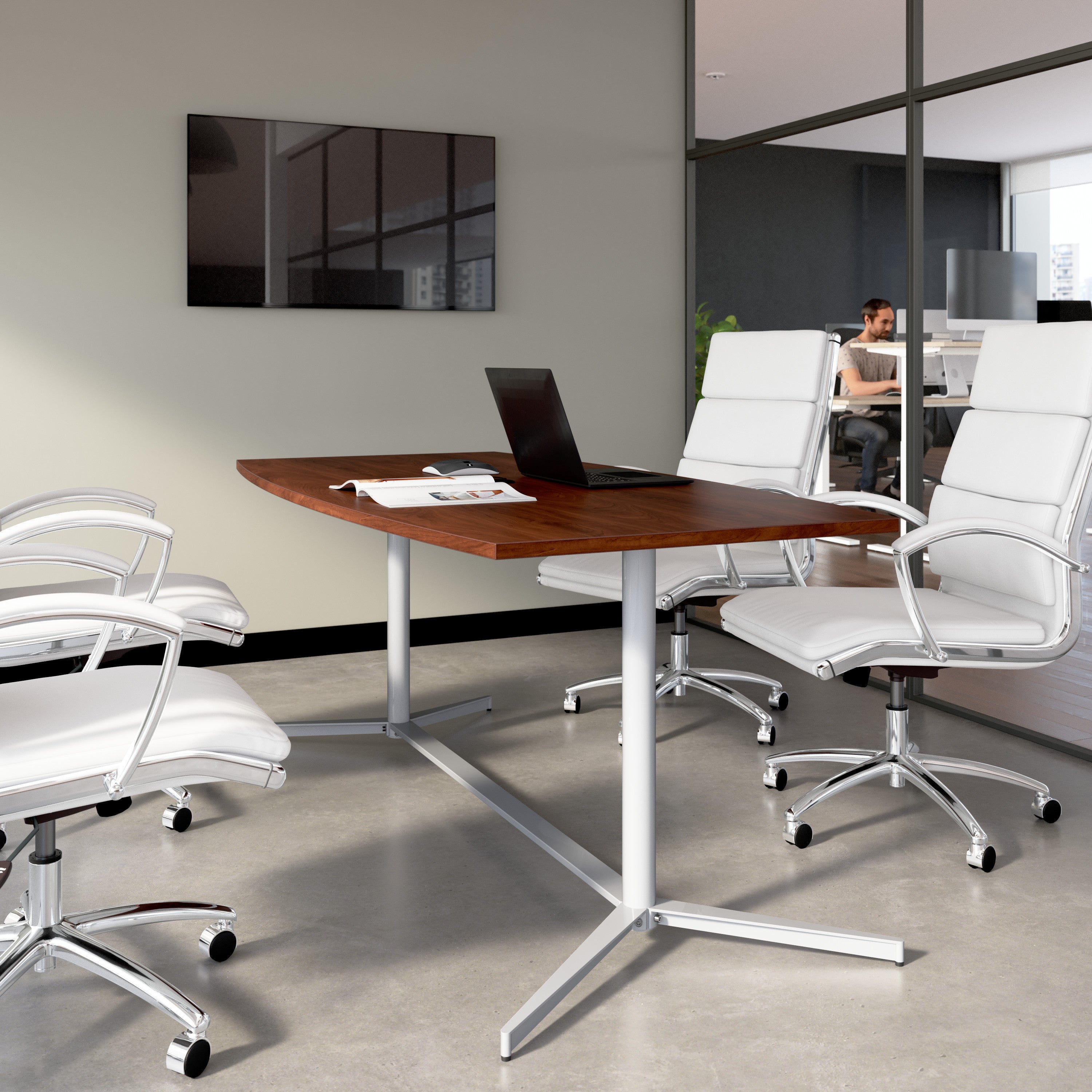 Bush Business Furniture 72-inch Office Conference Table with Metal Base in Hansen Cherry - 73.25" Width x 35.98" Depth x 30.28" Height