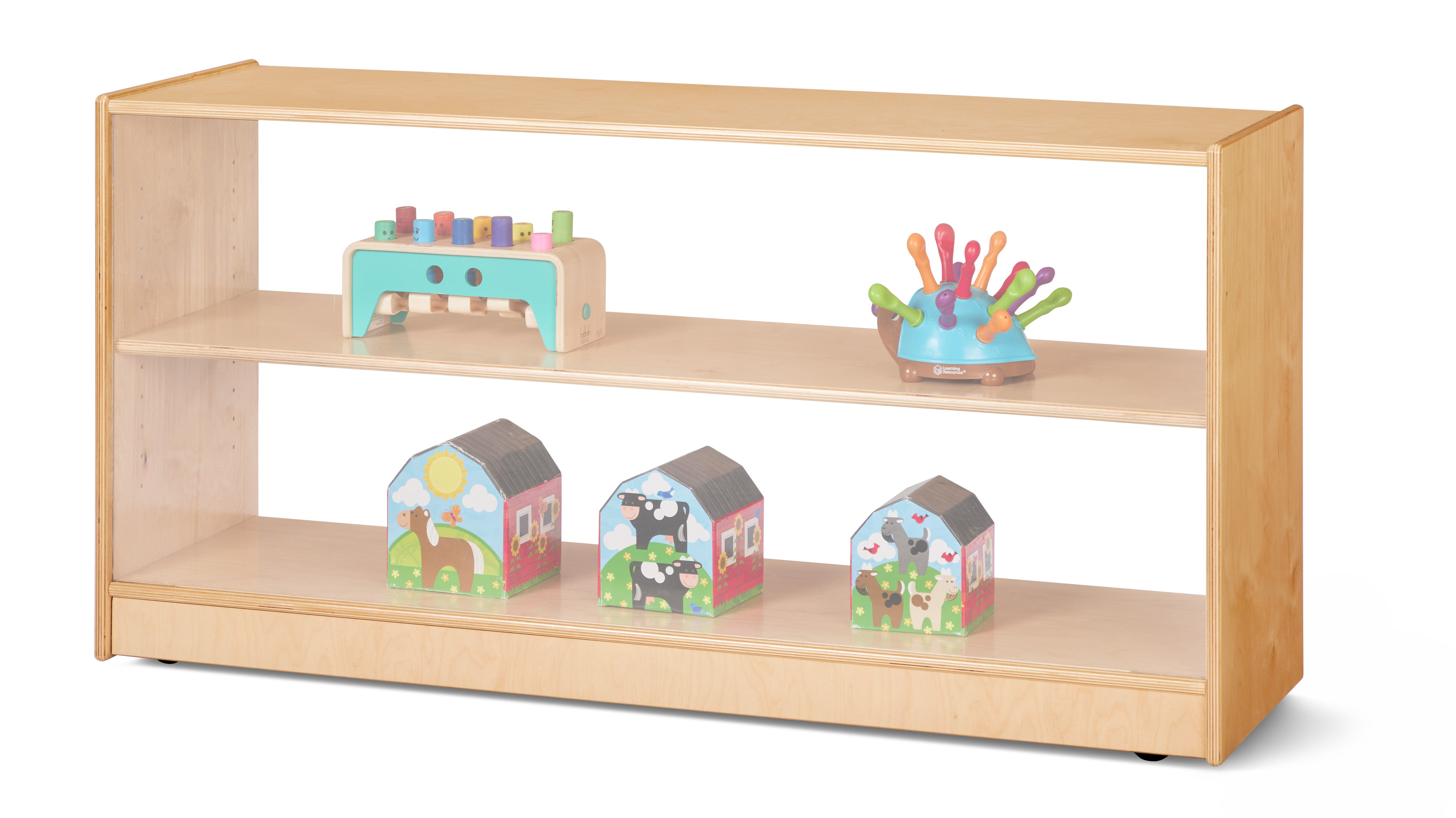 Jonti-Craft® Toddler Adjustable Mobile Straight-Shelf - See-Thru Back
