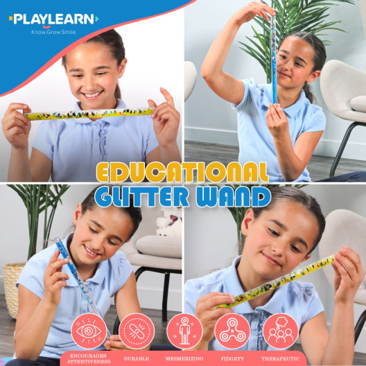 Sensory Glitter Wand - ABC, Number and Shapes - 2 Pack (12.5" H x 0.5" W x 0.5" L)