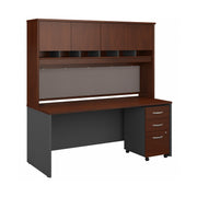 Bush Business Furniture Series C 72W x 30D Office Desk with Hutch and Mobile File Cabinet in Hansen Cherry - 71.1" Width x 29.37" Depth x 72.85" Height