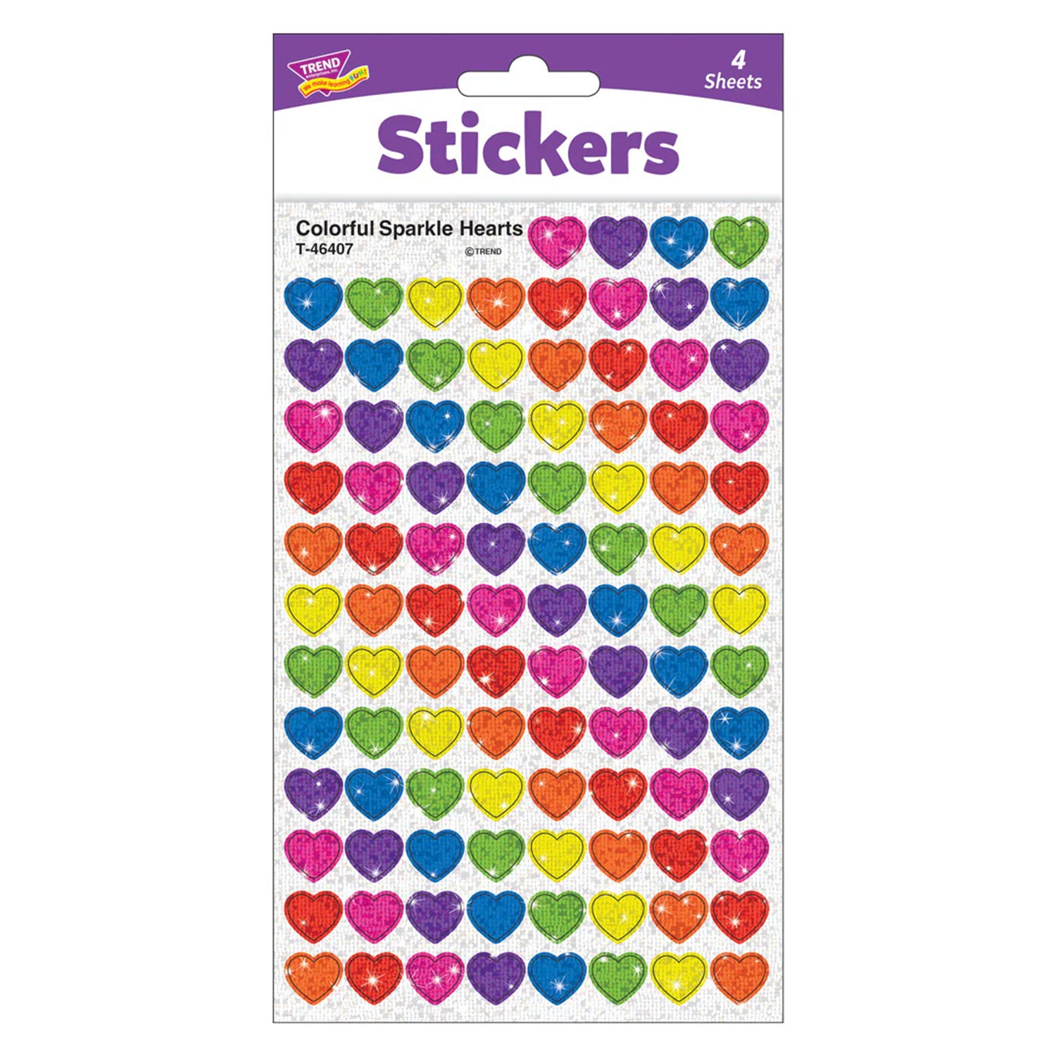 Colorful Hearts Sparkle Stickers®, Pack of 400