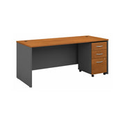 Bush Business Furniture Series C 72W x 30D Office Desk with Mobile File Cabinet in Natural Cherry - 71.1" Width x 29.37" Depth x 29.84" Height