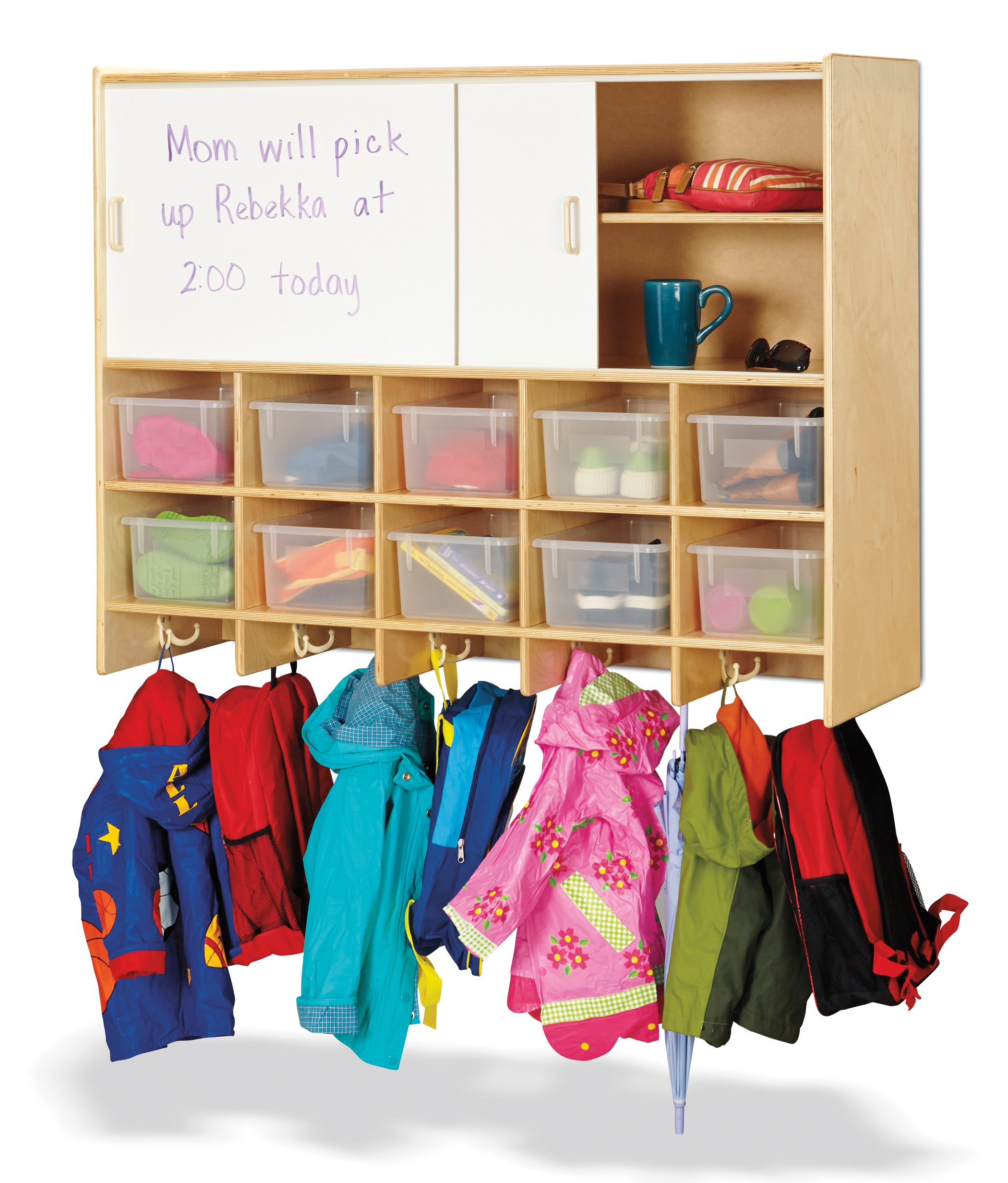 Jonti-Craft® 10 Section Wall Mount Coat Locker with Storage – without Cubbie-Trays