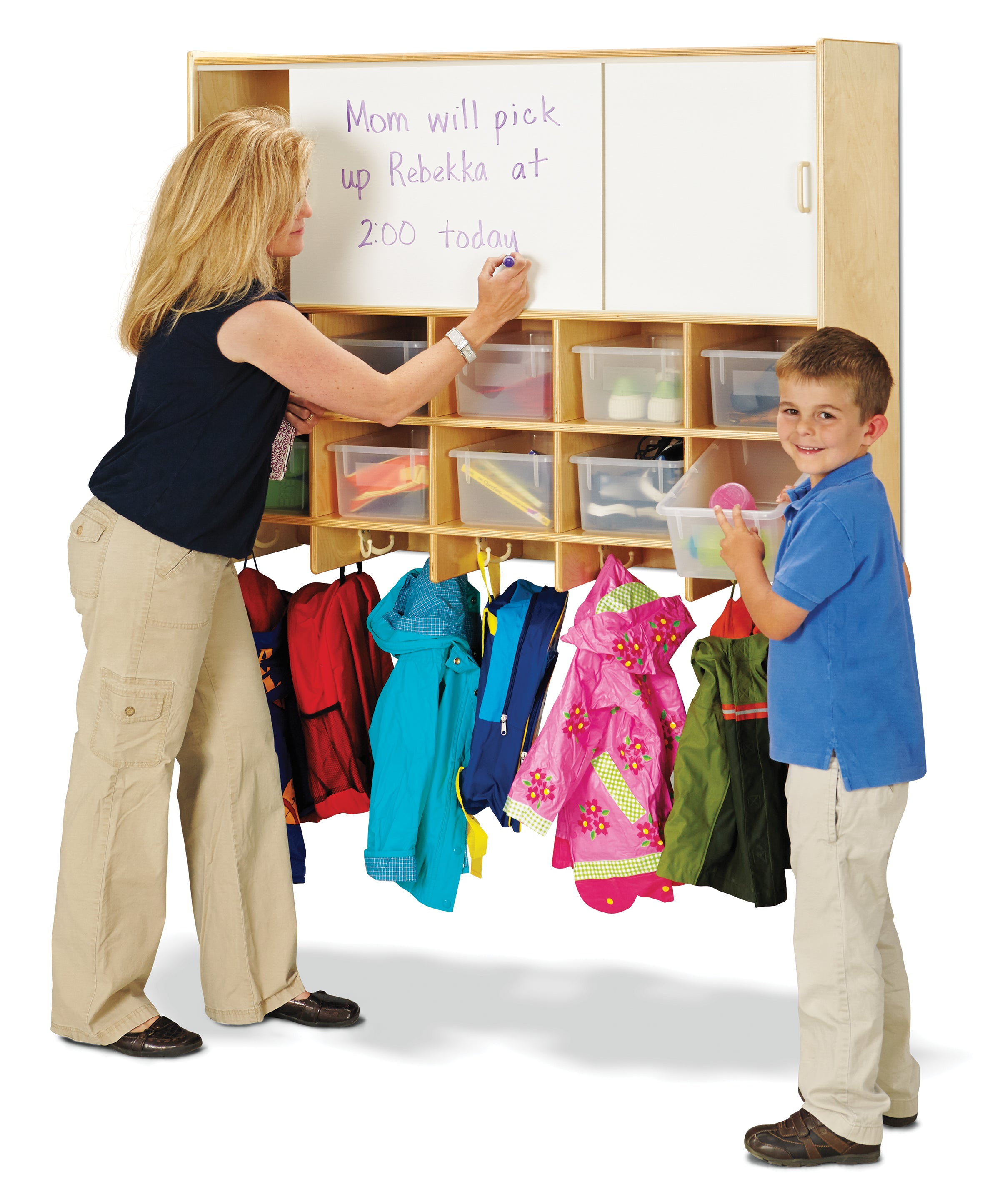 Jonti-Craft® 10 Section Wall Mount Coat Locker with Storage – with Colored Cubbie-Trays