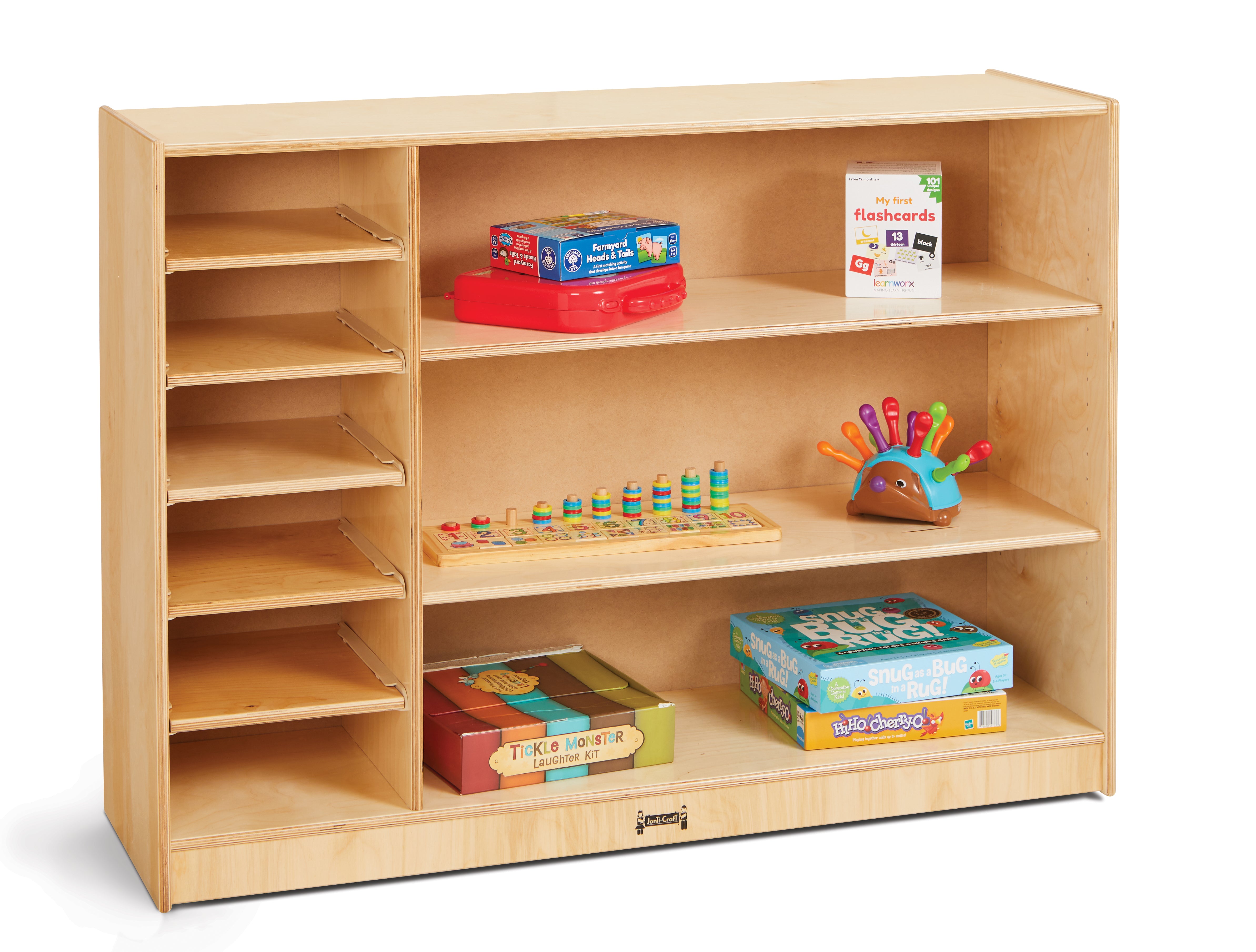 Jonti-Craft® Adjustable Combo Mobile Straight-Shelf - without Paper-Trays