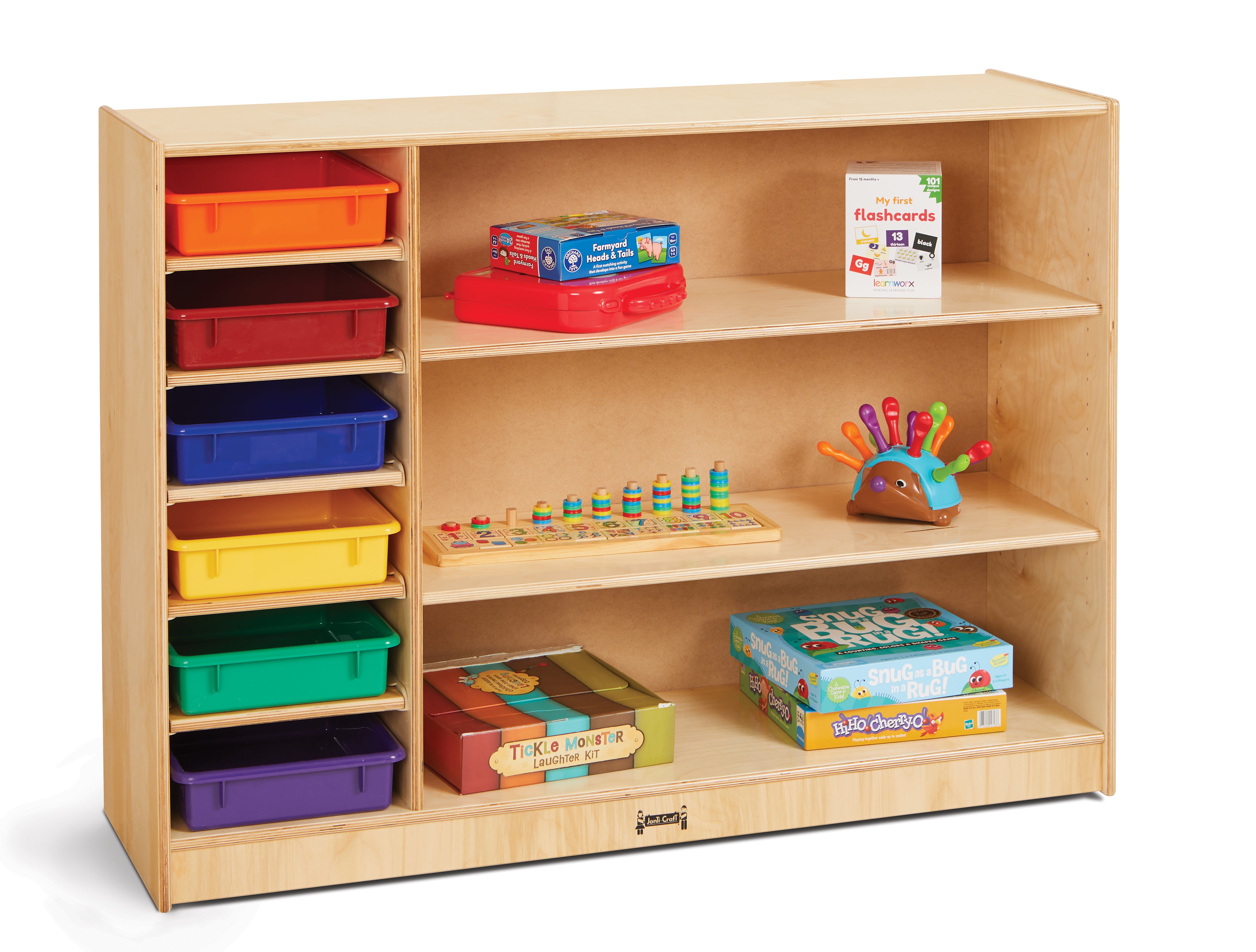 Jonti-Craft® Adjustable Combo Mobile Straight-Shelf - without Paper-Trays