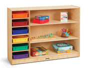 Jonti-Craft® Adjustable Combo Mobile Straight-Shelf - with colored Paper-Trays