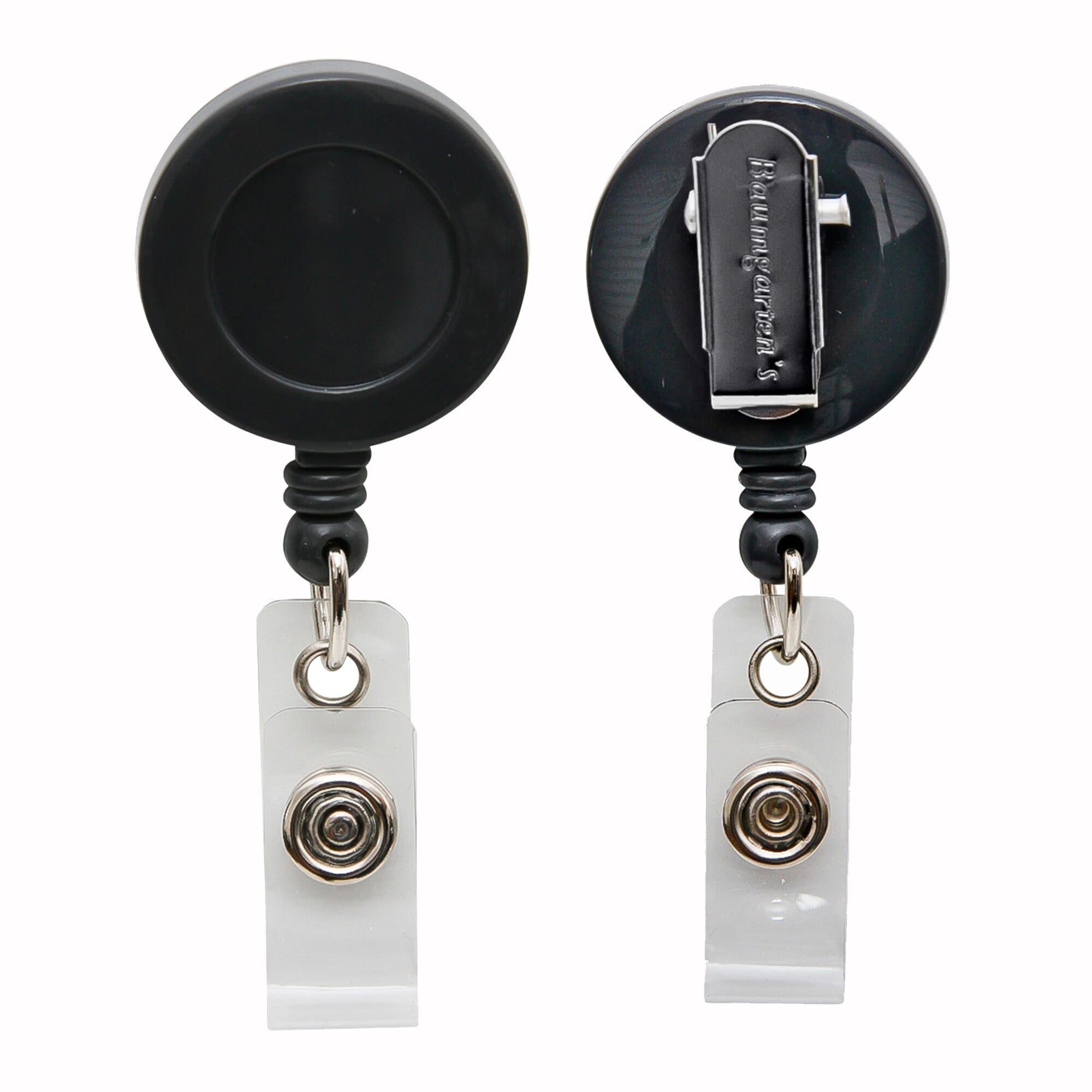 Standard Round ID Badge Reel with Swivel Spring Clip, Black