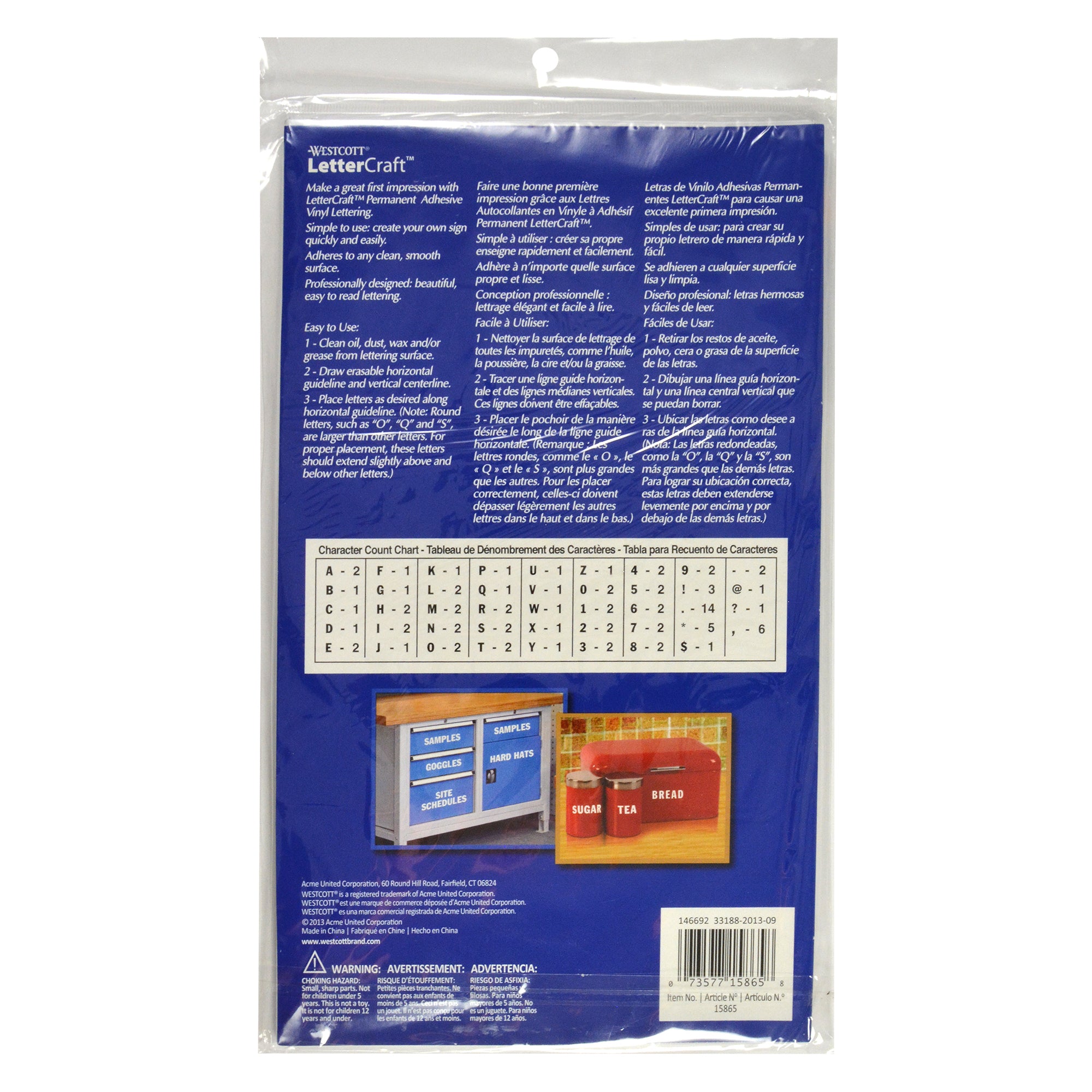 LetterCraft Permanent Vinyl Lettering, Franklin Gothic, 6-Inch, White