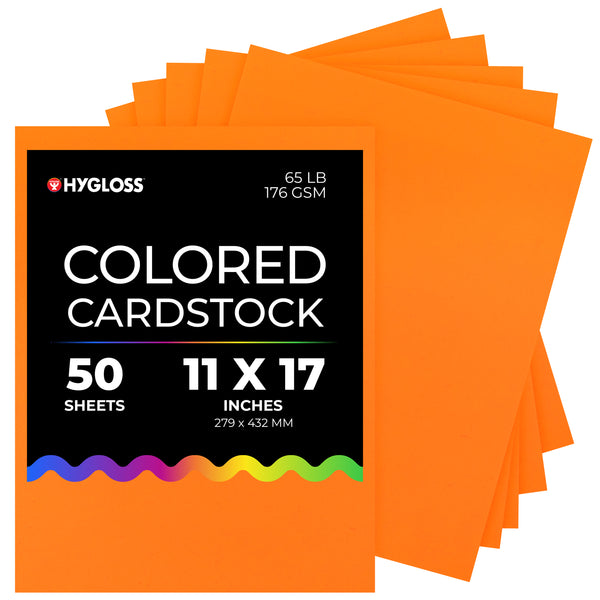 Hygloss Colored Cardstock - 11"x17", 50 sheets, Bright Orange