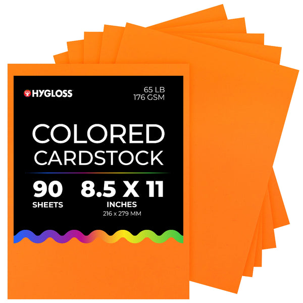 Hygloss Colored Cardstock - 8.5"x11", 90 sheets, Bright Orange