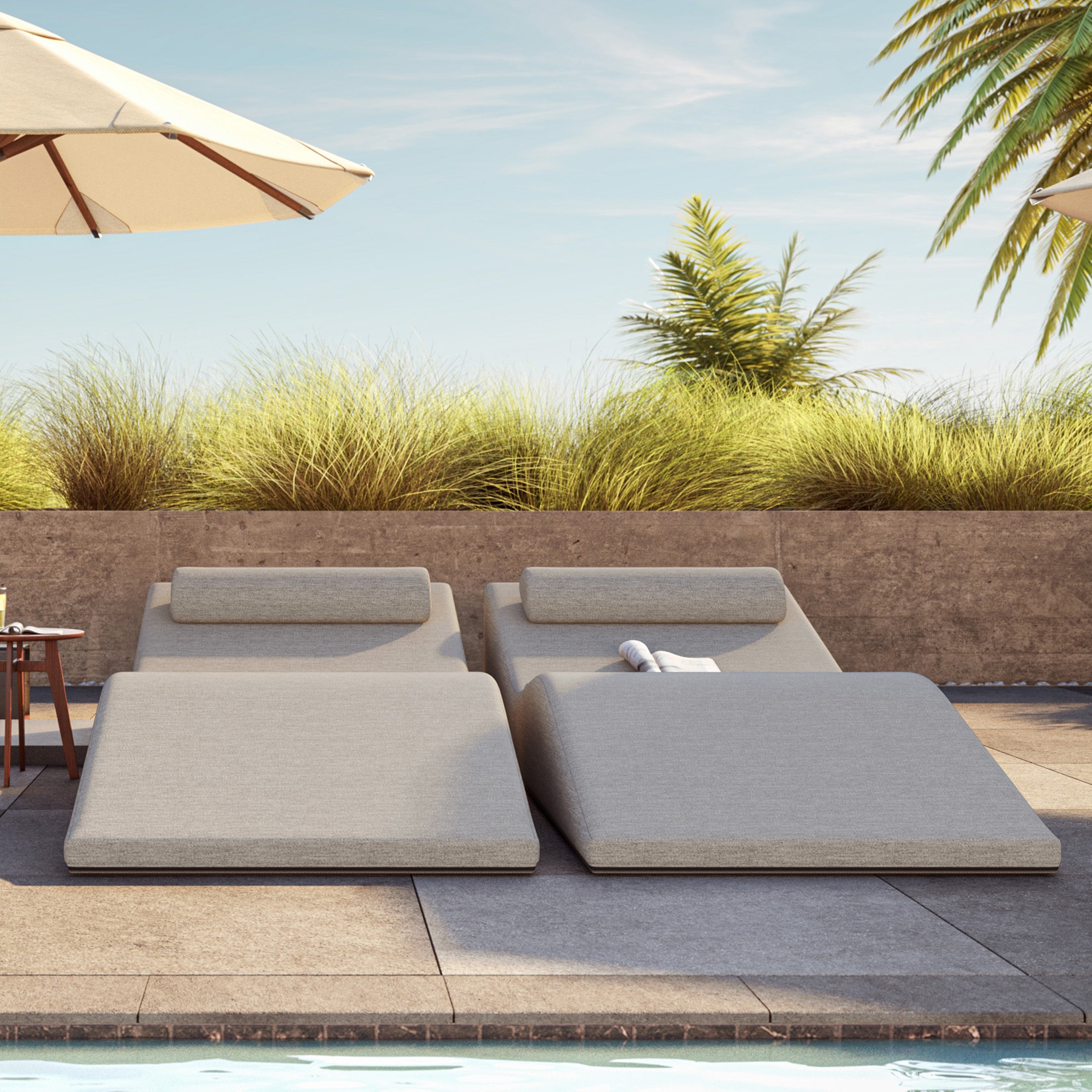 Jaxx Clermont Sun Lounger - Luxurious Waterproof Poolside Lounge & Outdoor Chaise - Sunbrella Granite