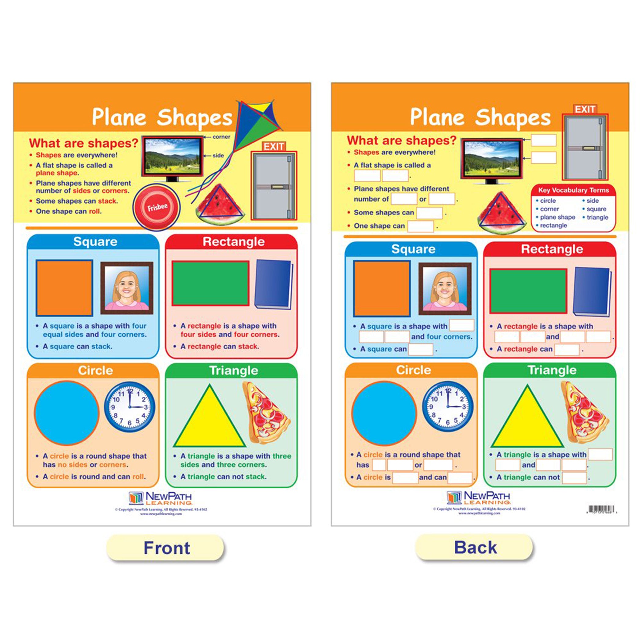 Math Bulletin Board Chart Set, Shapes & Figures, Set of 6