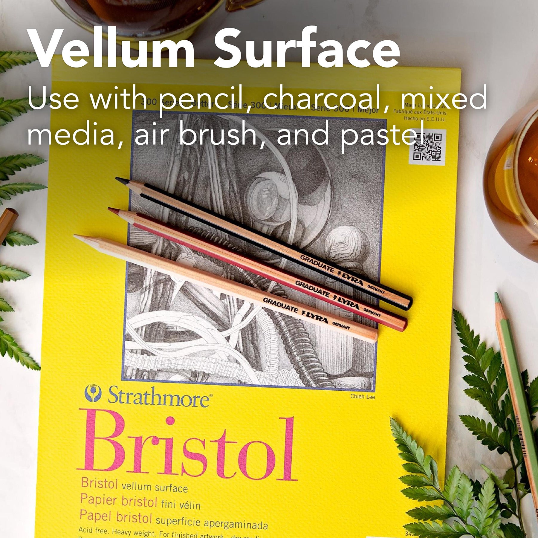 300 Series Bristol Pad, Vellum Finish, Tape Binding, 20 Sheet, 9x12 inch, 1 Count