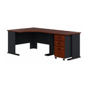 Bush Business Furniture Series A 48W Corner Desk with 36W Return and Mobile File Cabinet in Hansen Cherry and Galaxy - 82.76" Width x 47.17" Depth x 29.66" Height