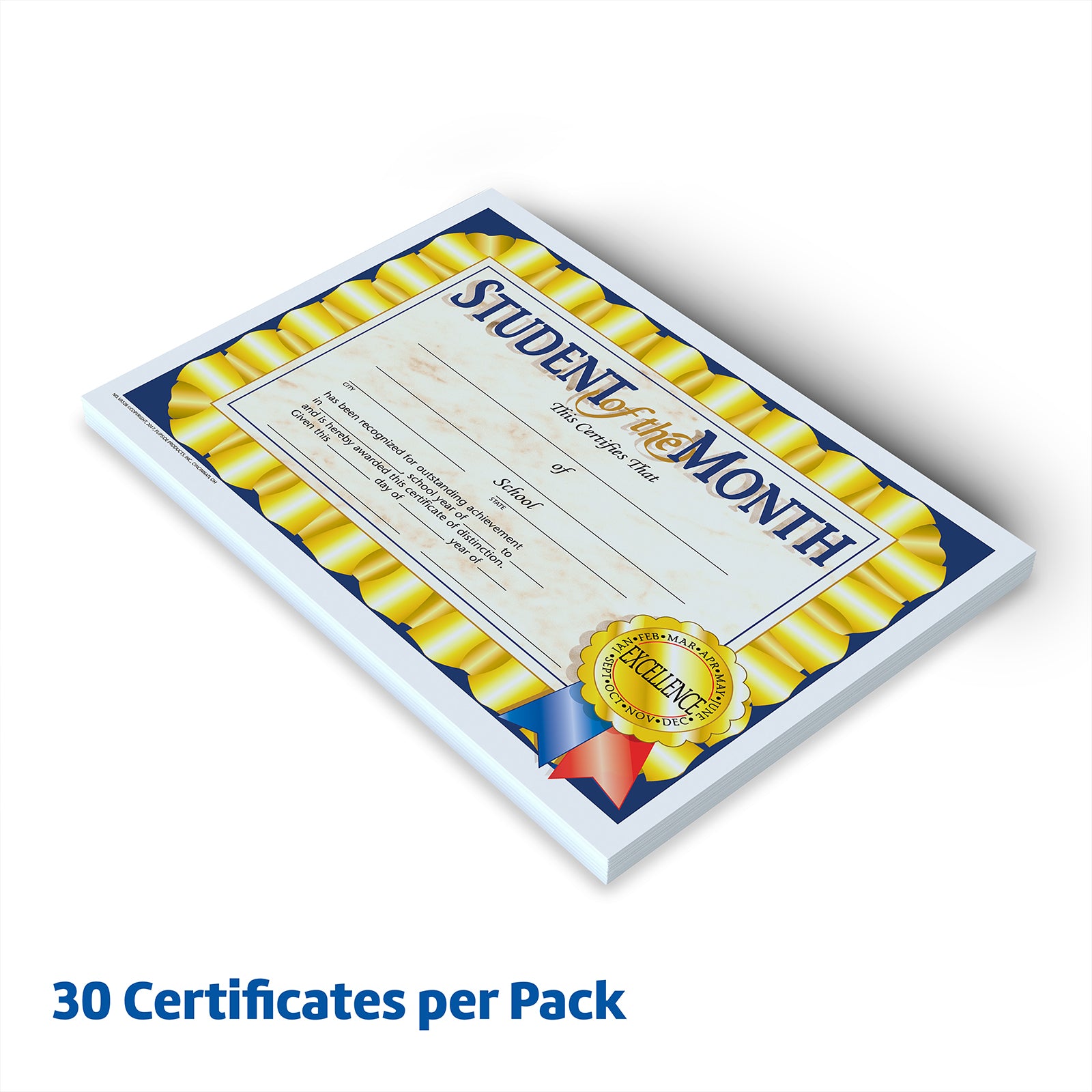Student of the Month Certificate, 8.5" x 11", Pack of 30