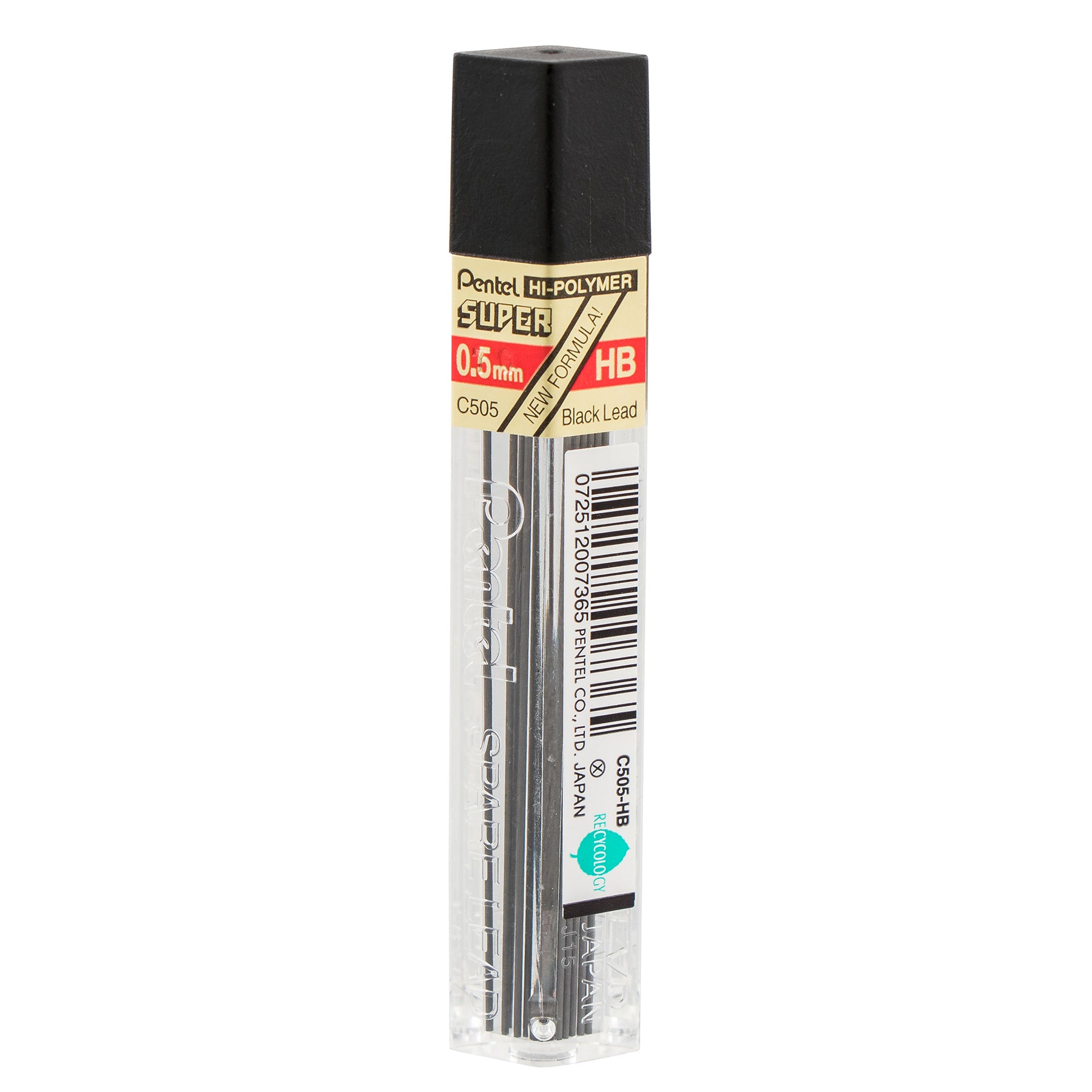 Super Hi-Polymer Lead Refill (0.5mm) Fine, HB, 12 Pieces/Tube, 12 Tubes/Box