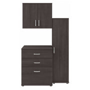 Bush Business Furniture Universal 44W 3 Piece Modular Storage Set with Floor and Wall Cabinets in Storm Gray - 44.02" Width x 24.69" Depth x 61.81" Height