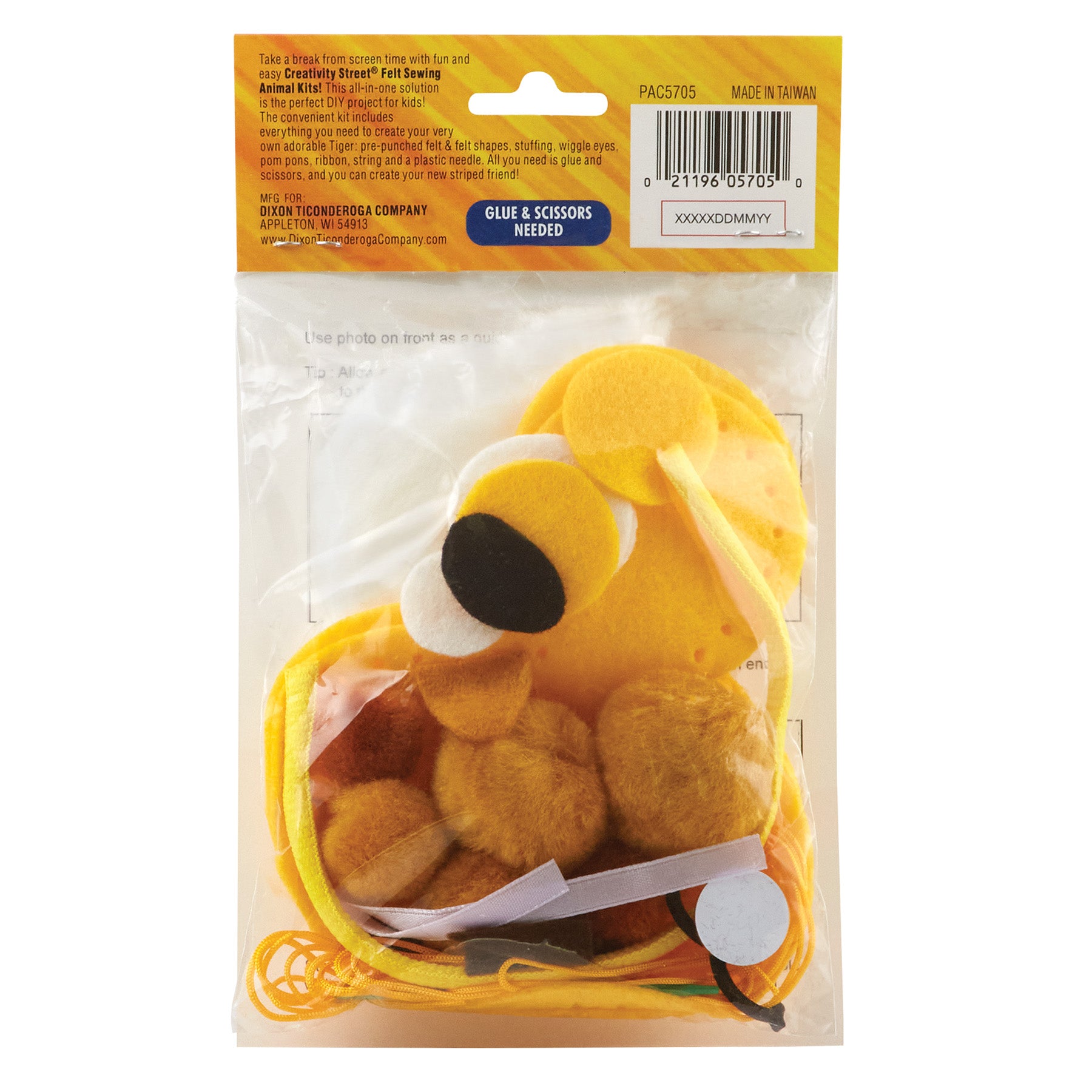 Felt Sewing Animal Kit, Tiger, 4.25" x 10.75" x 0.75", 1 Kit