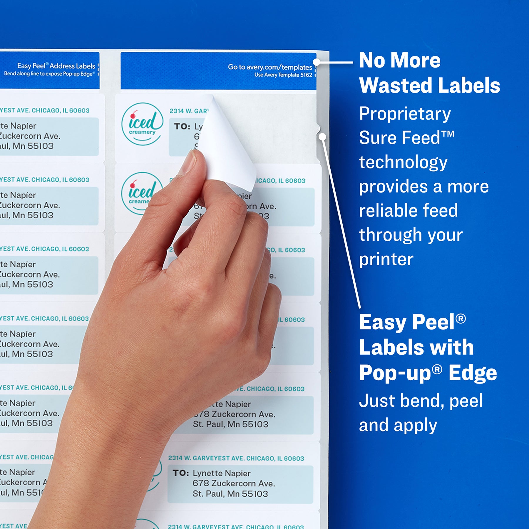 Easy Peel® Address Labels, Sure Feed™ Technology, Permanent Adhesive, 1" x 4", 500 Labels