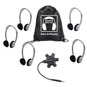 Galaxy™ Econo-Line of Sack-O-Phones with 5 Personal-Sized HA2 Headphones, Starfish Jackbox and Carry Bag