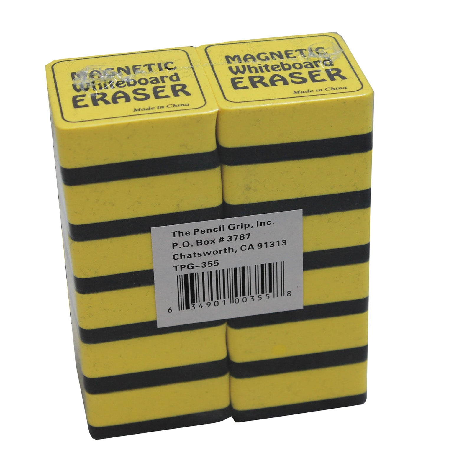 Magnetic Whiteboard Eraser, 2" x 2", Yellow, Pack of 12