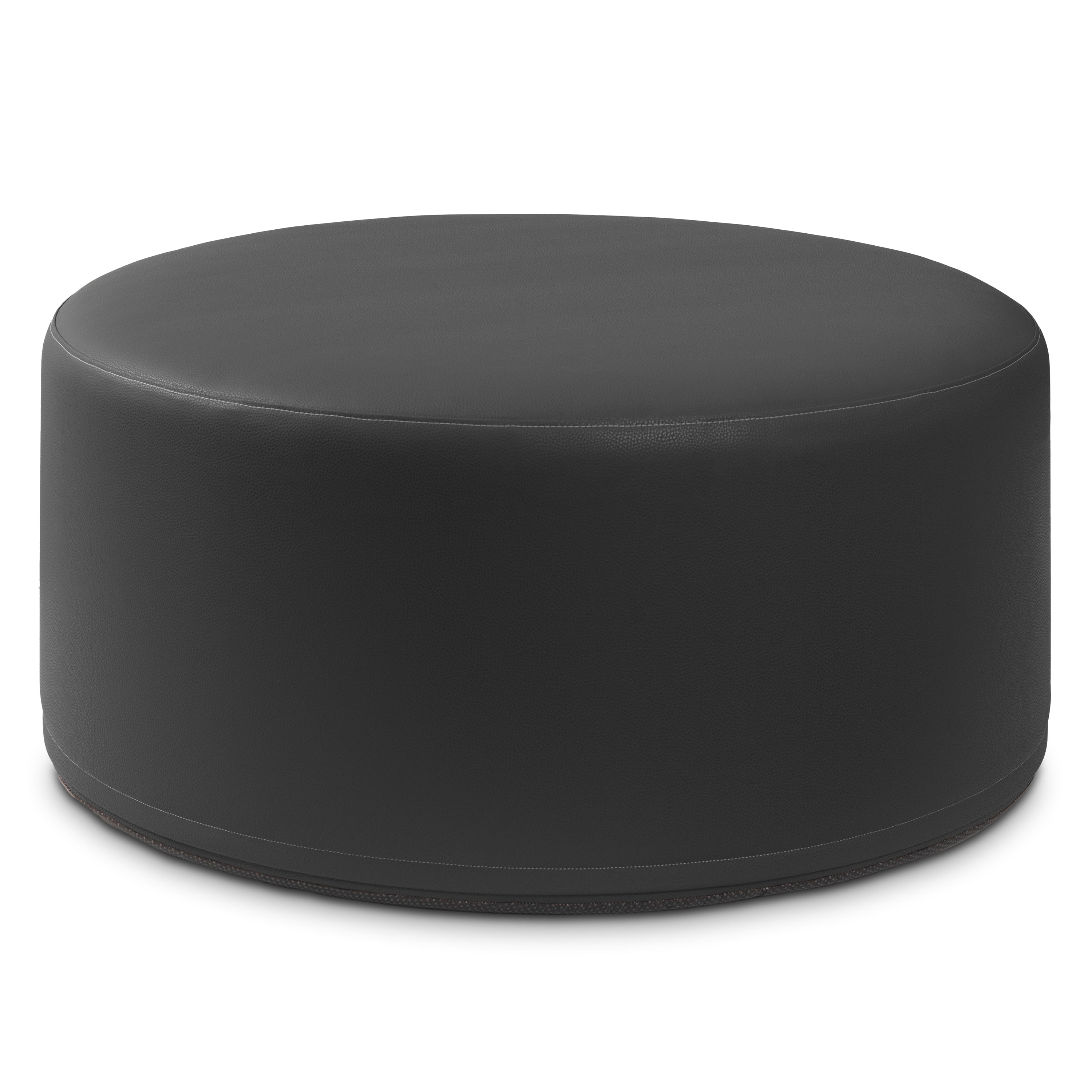 Jaxx Candler Round Couch Ottoman – Oversized Giant Coffee Table Ottoman - Versatile Firm Foam Construction - Kid Safe with Removable Cover, 36”, Premium Faux Leather, Black