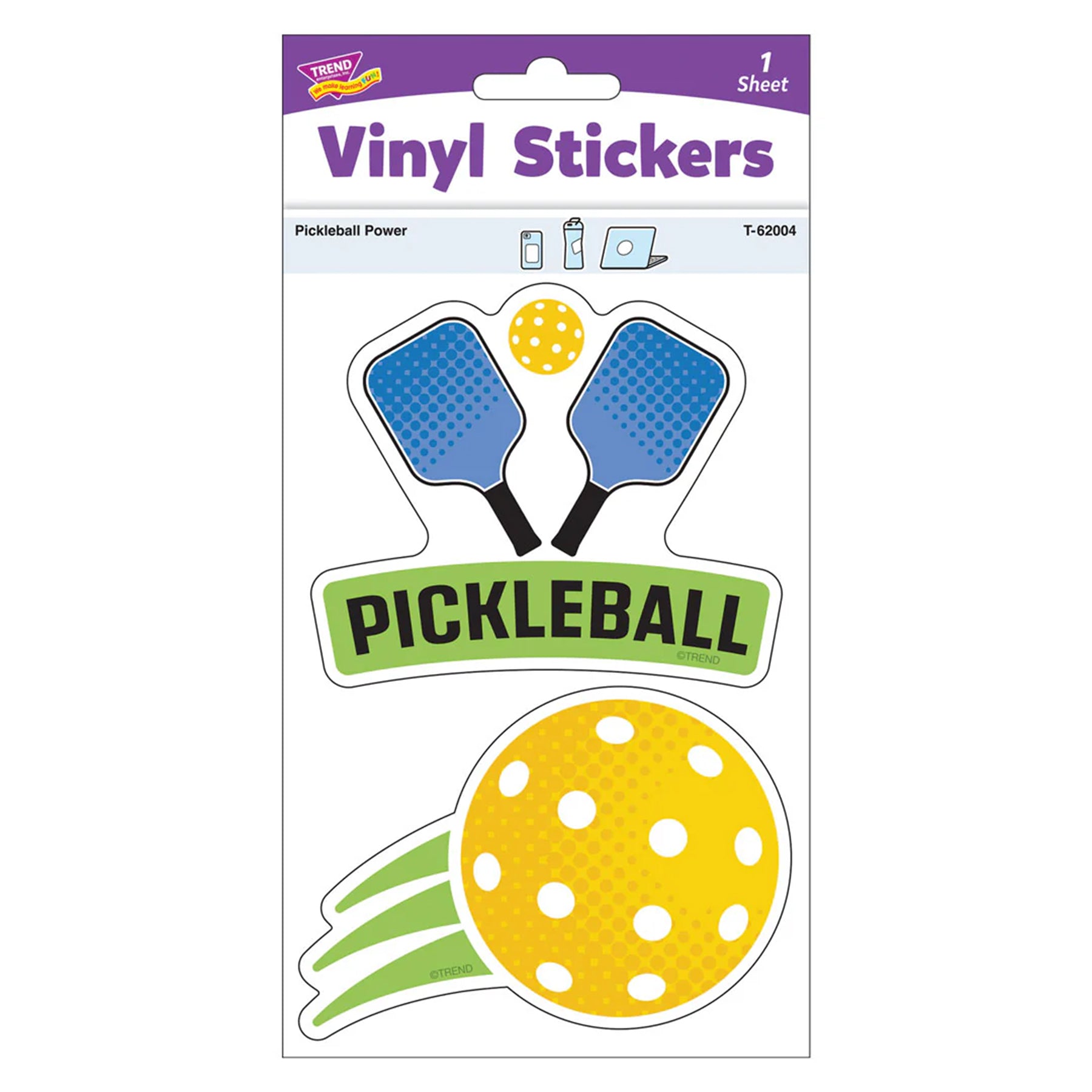 Pickleball Power Vinyl Stickers, Pack of 2