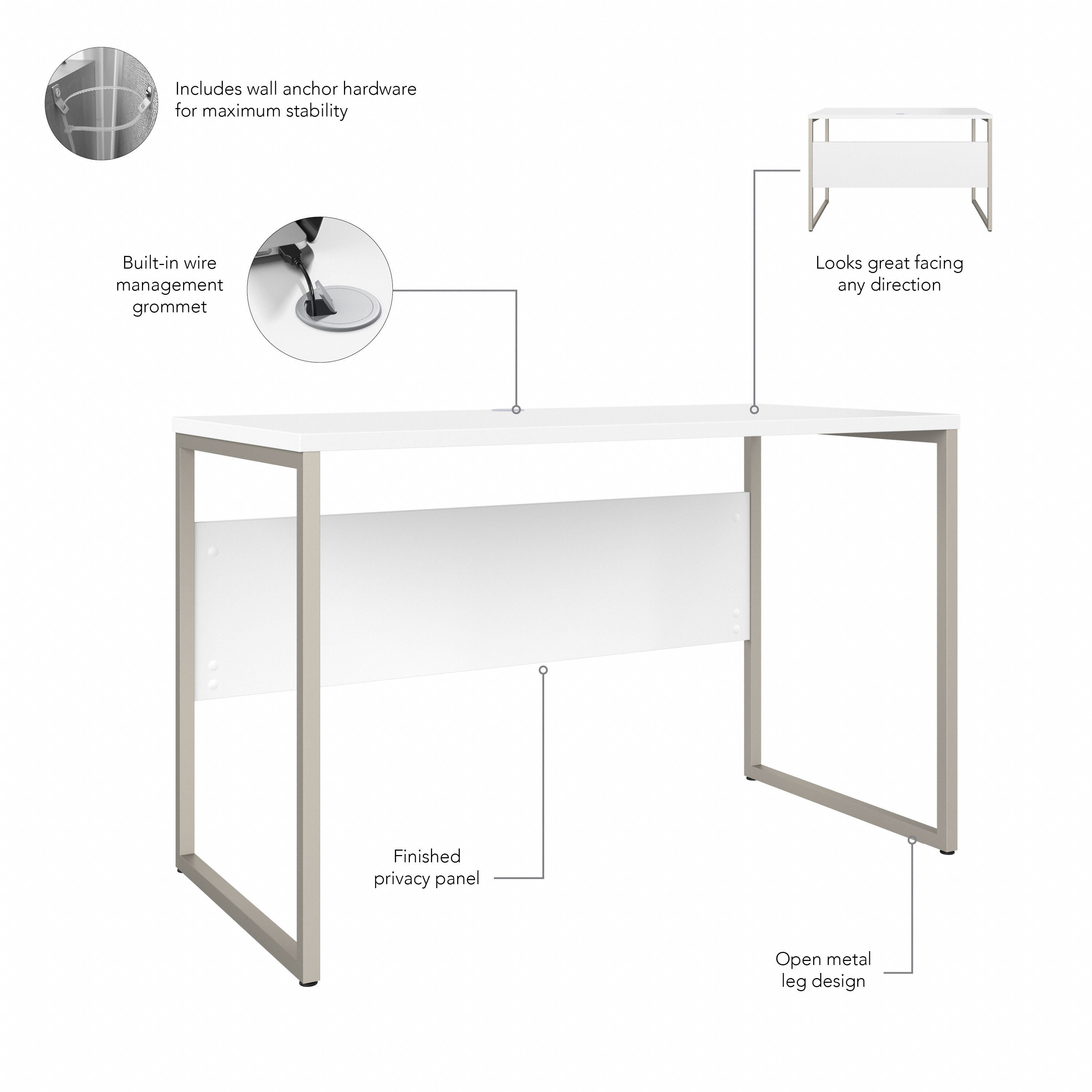Bush Business Furniture Hybrid 48W x 24D Computer Table Desk with Metal Legs in White - 47.6" Width x 23.35" Depth x 29.91" Height
