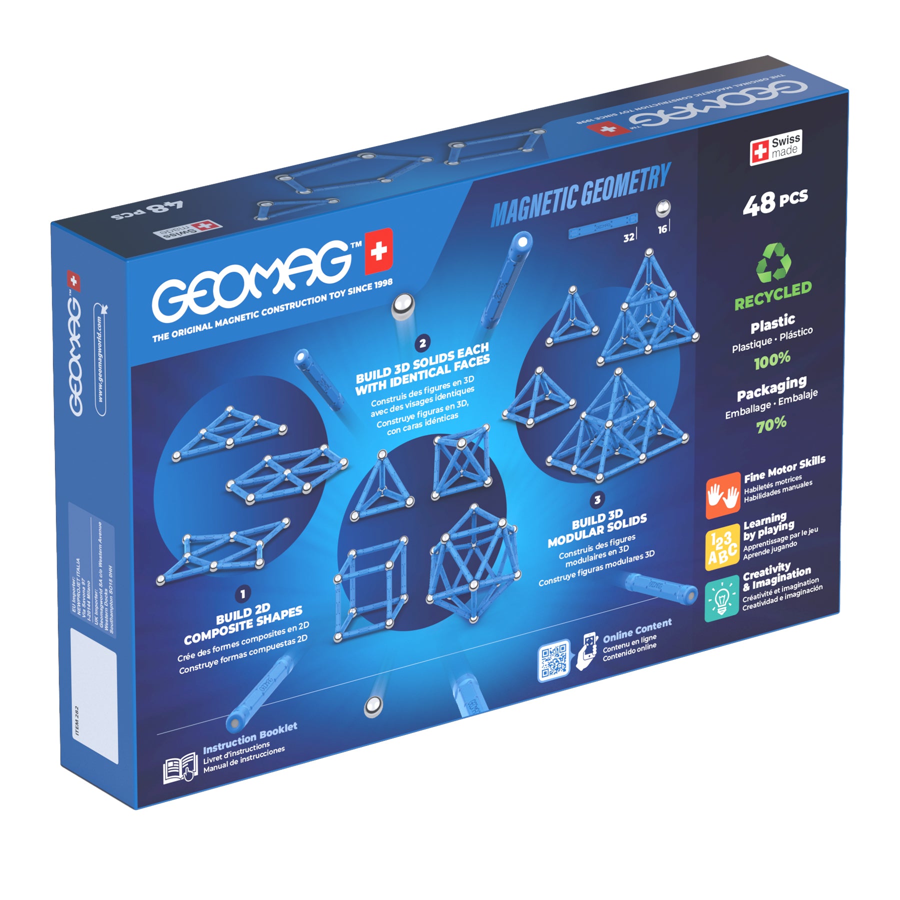 Geomag™ Classic Magnetic Geometry Construction Set, 48 Pieces