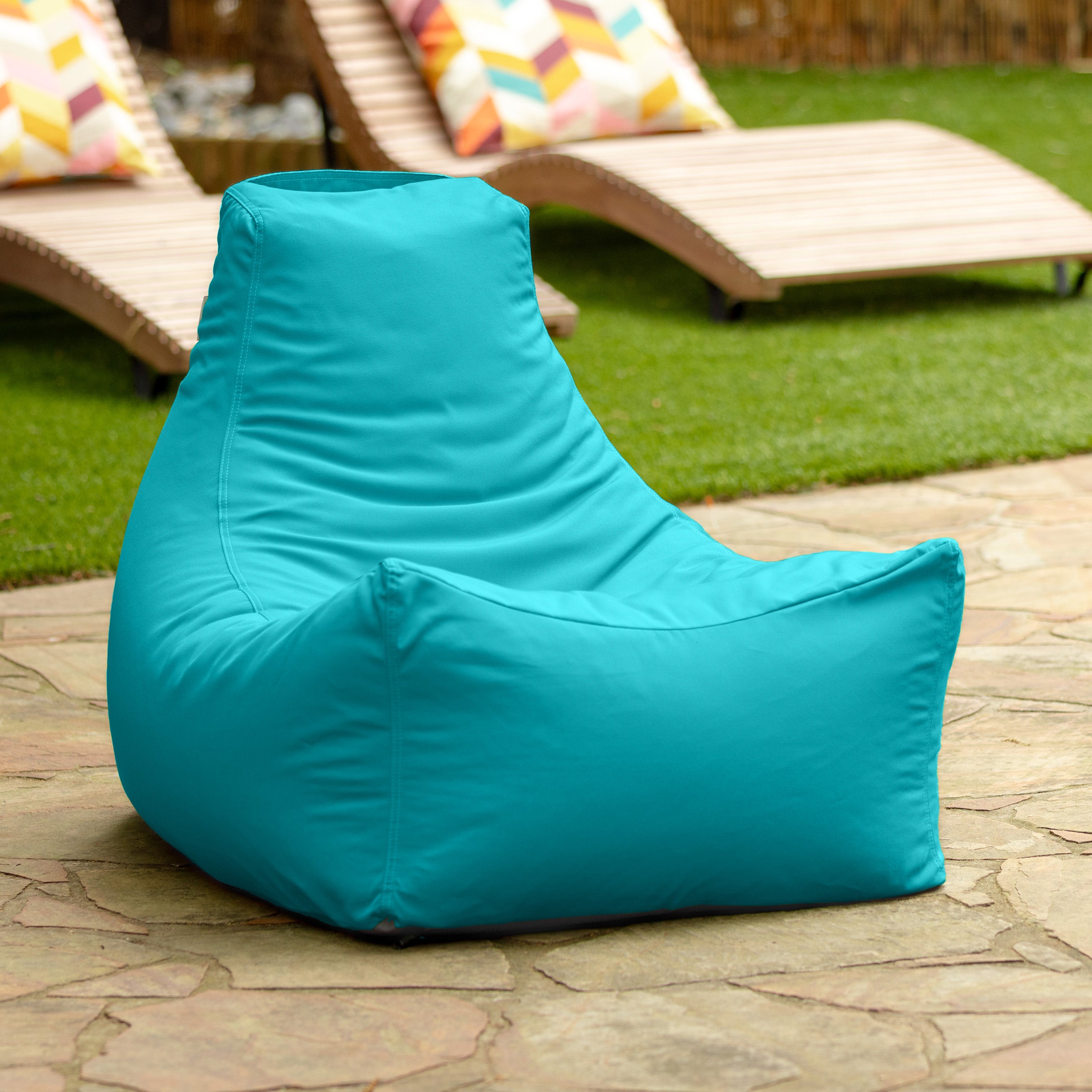 Jaxx Juniper Outdoor Bean Bag Patio Chair & Poolside Lounge, Cancun Blue