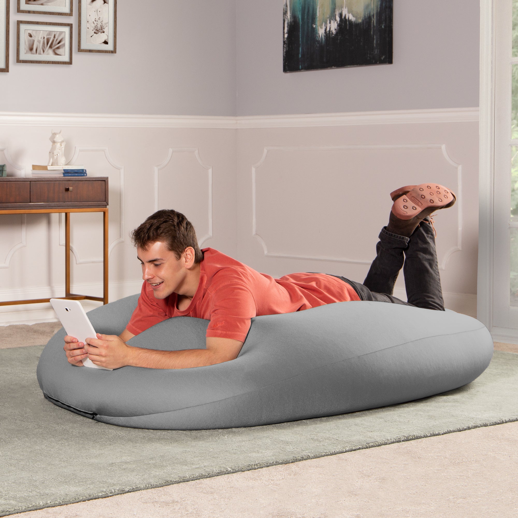 Nimbus Spandex Bean Bag Chair, Large, Silver