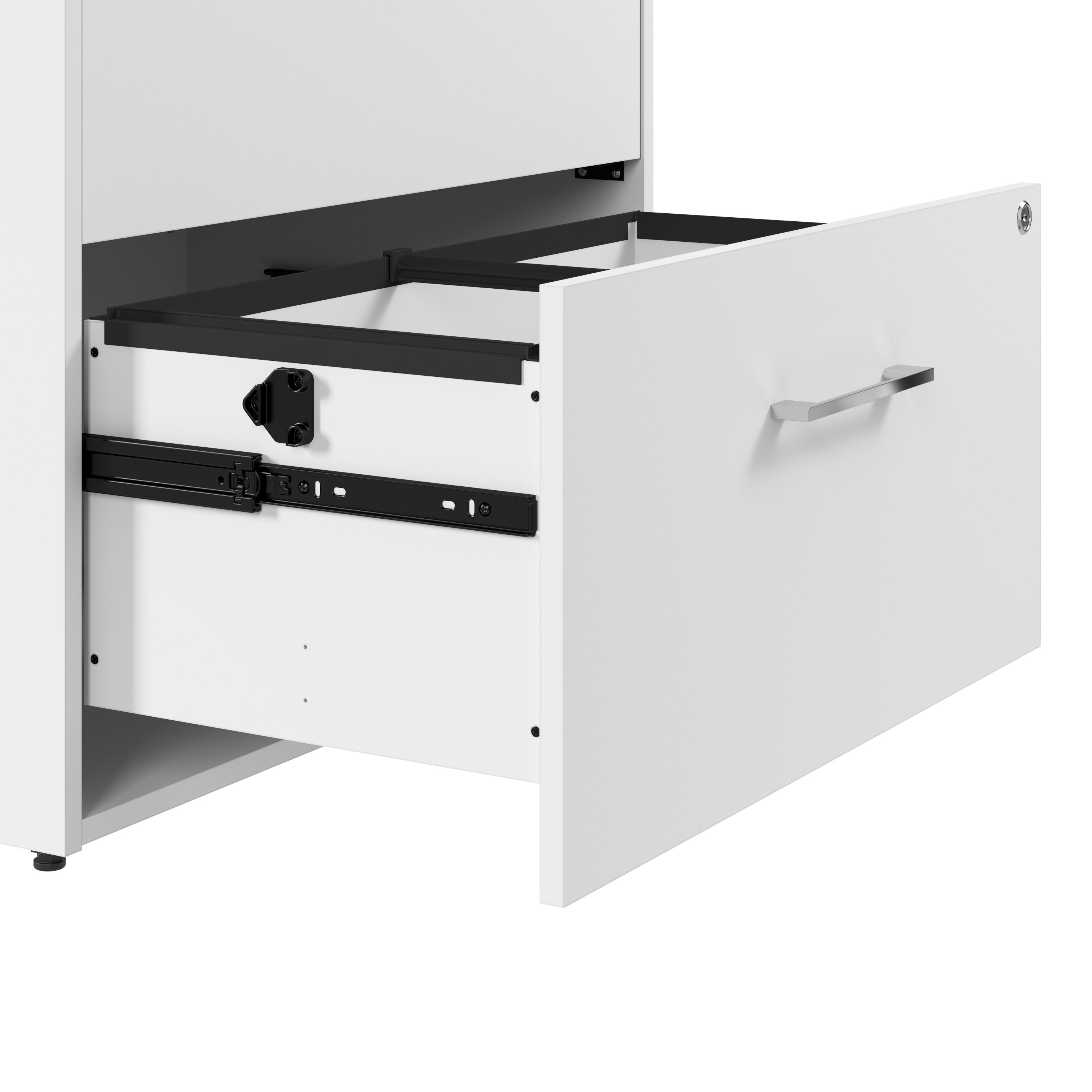 Bush Business Furniture Hustle 2 Drawer Lateral File Cabinet with Lock in White - Assembled - 29.65" Width x 19.61" Depth x 30" Height