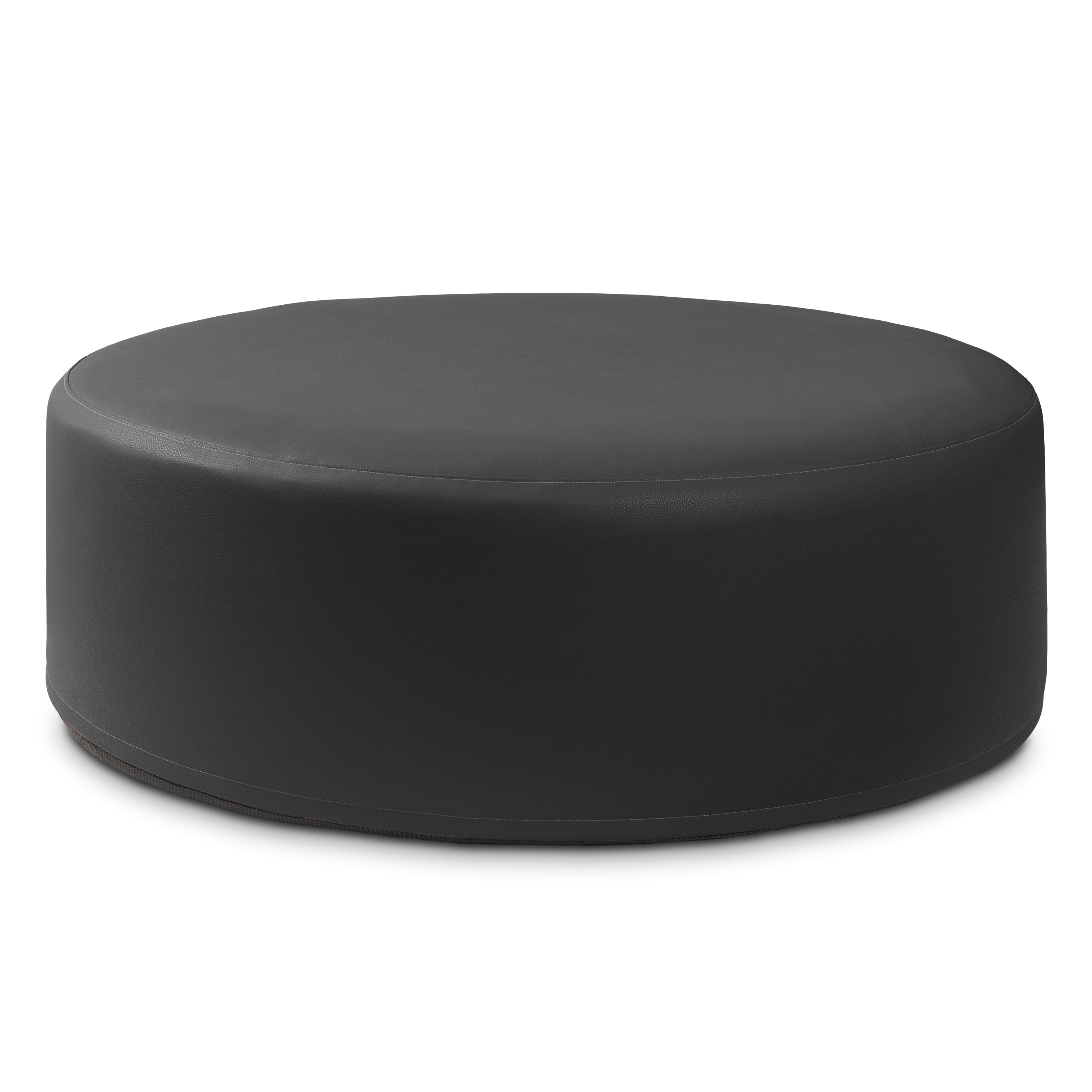 Jaxx Candler Round Couch Ottoman – Oversized Giant Coffee Table Ottoman - Versatile Firm Foam Construction - Kid Safe with Removable Cover, 44”, Premium Faux Leather, Black