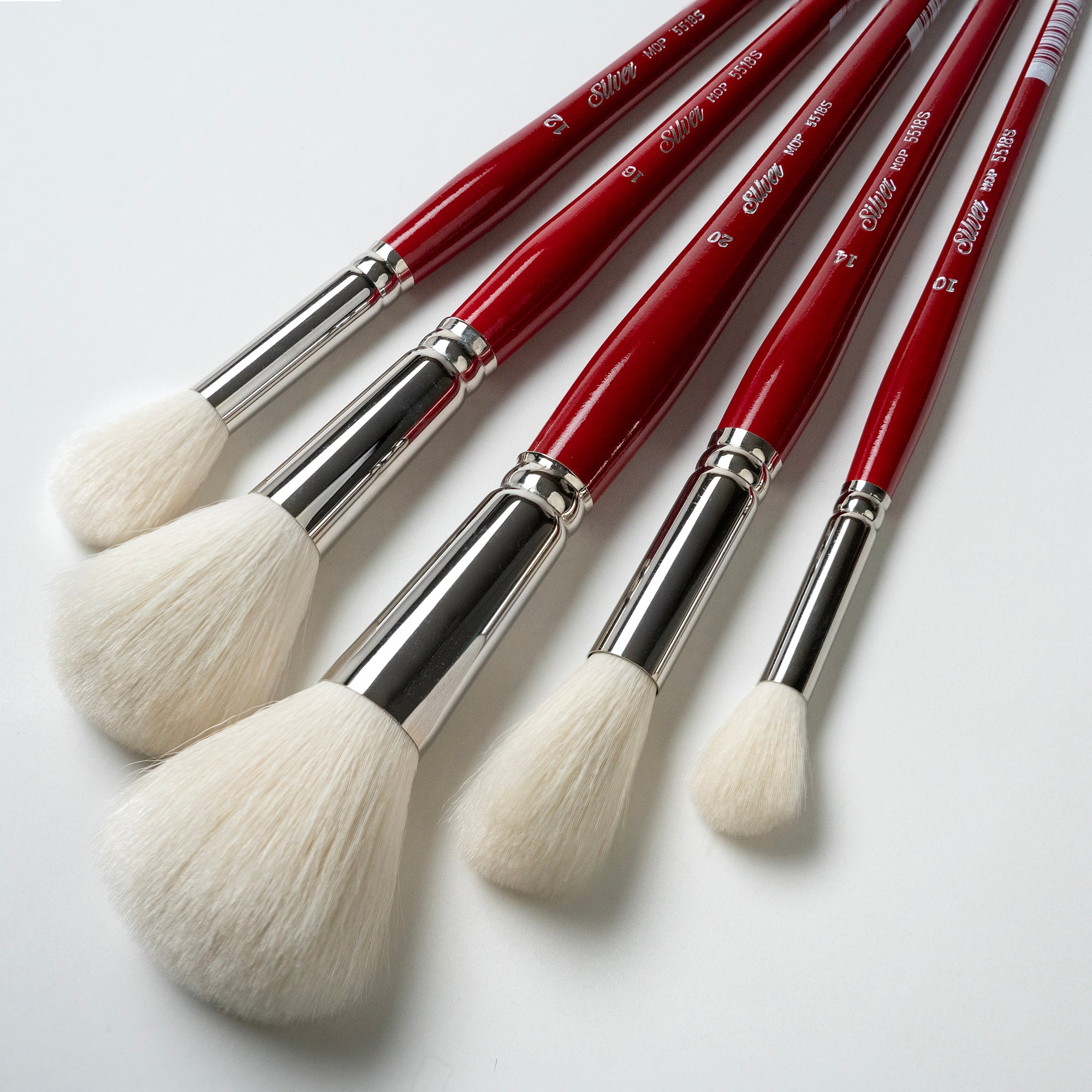 Silver Mops Round White, 5 Brushes