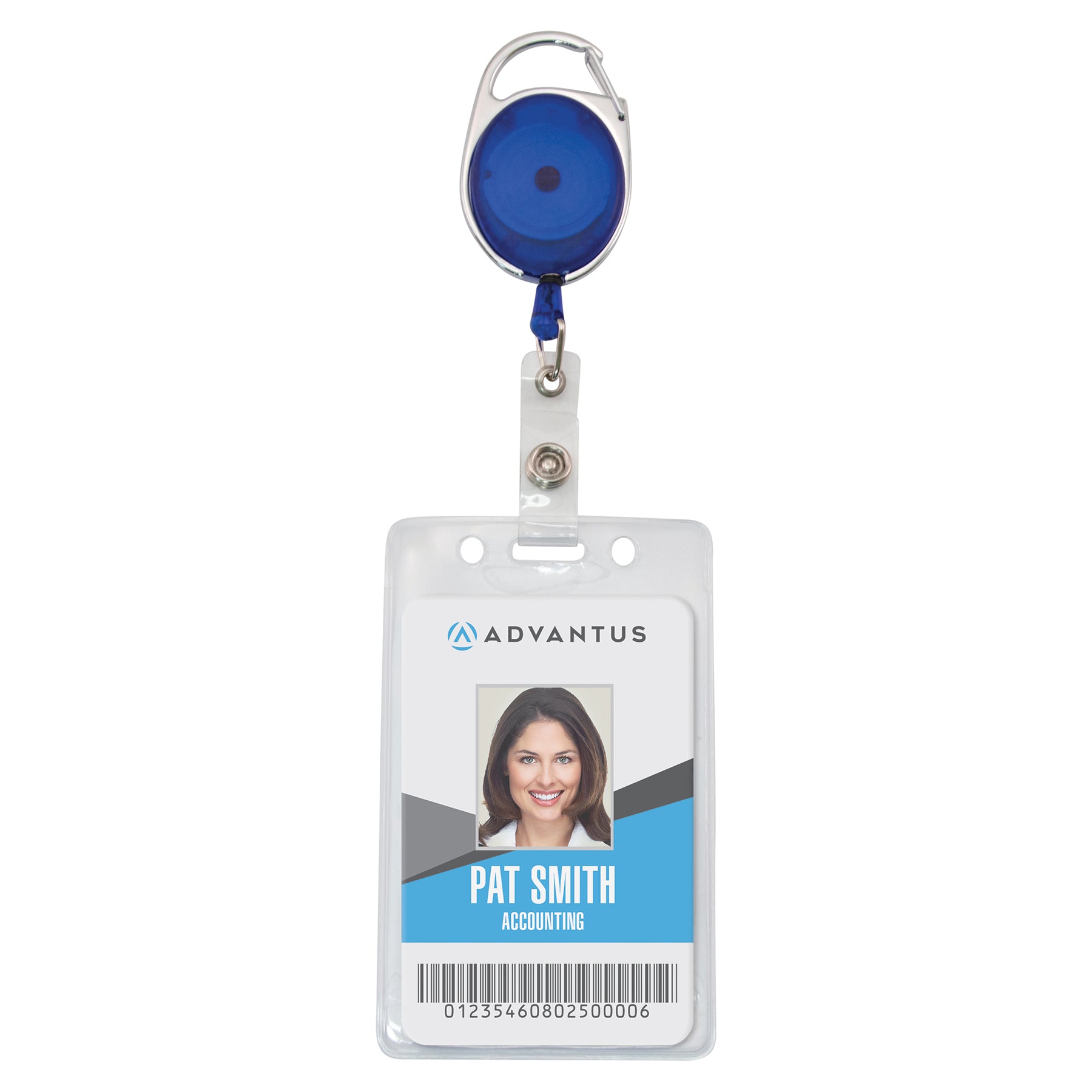 Retractable Carabiner Style Badge Reels with Badge Strap, Assorted, Pack of 20