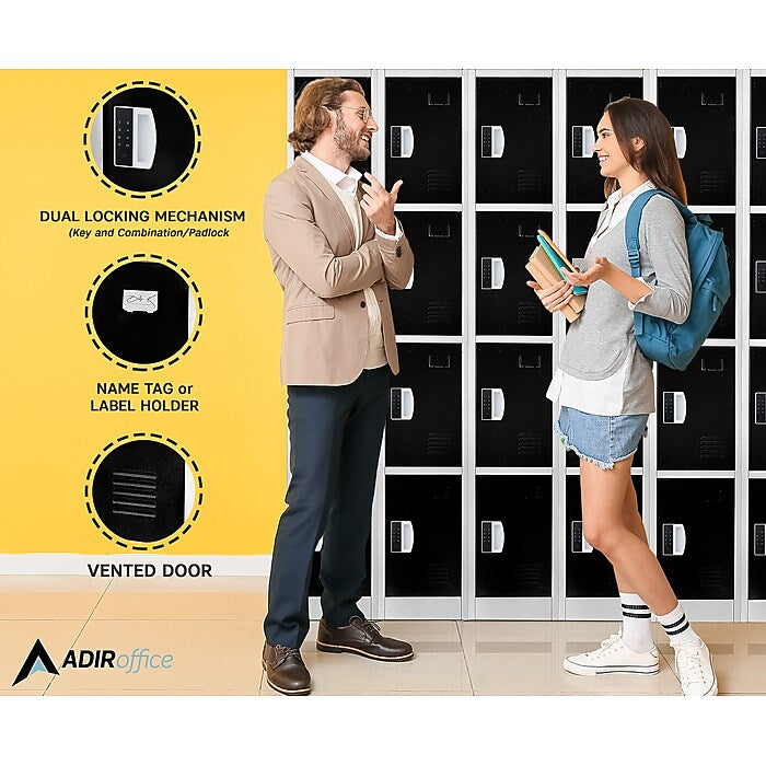 72" H x 12" W  4-Tier Steel Storage Locker with Digital Lock, Black, Pack of 4