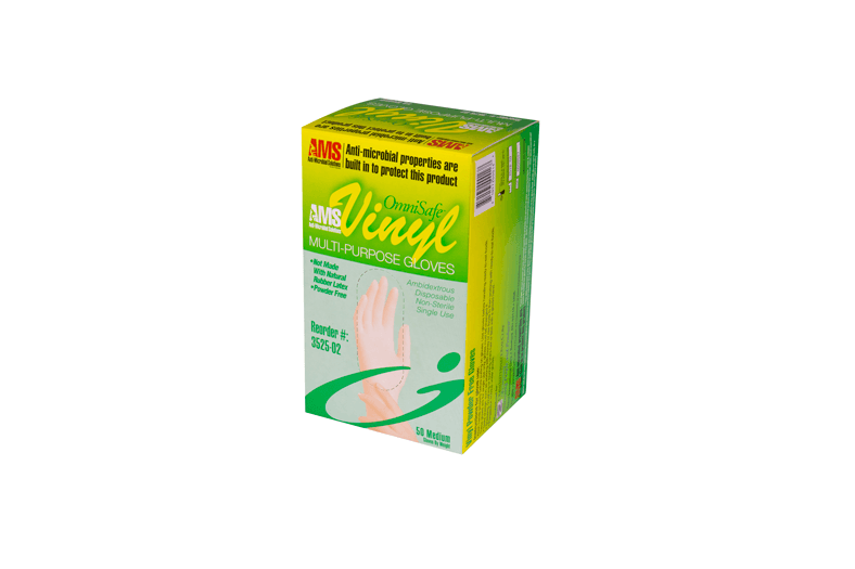 OmniShield Vinyl Powder Free Clear Multi-Purpose Gloves with AMS Technology (Medium), 50 Pcs/Box, 20 Box/Cs