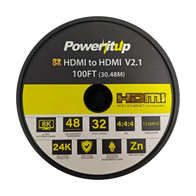 Power It Up PowerItUp 100FT 8K HDMI 2.1 Ultra High Speed Active Optical Cable