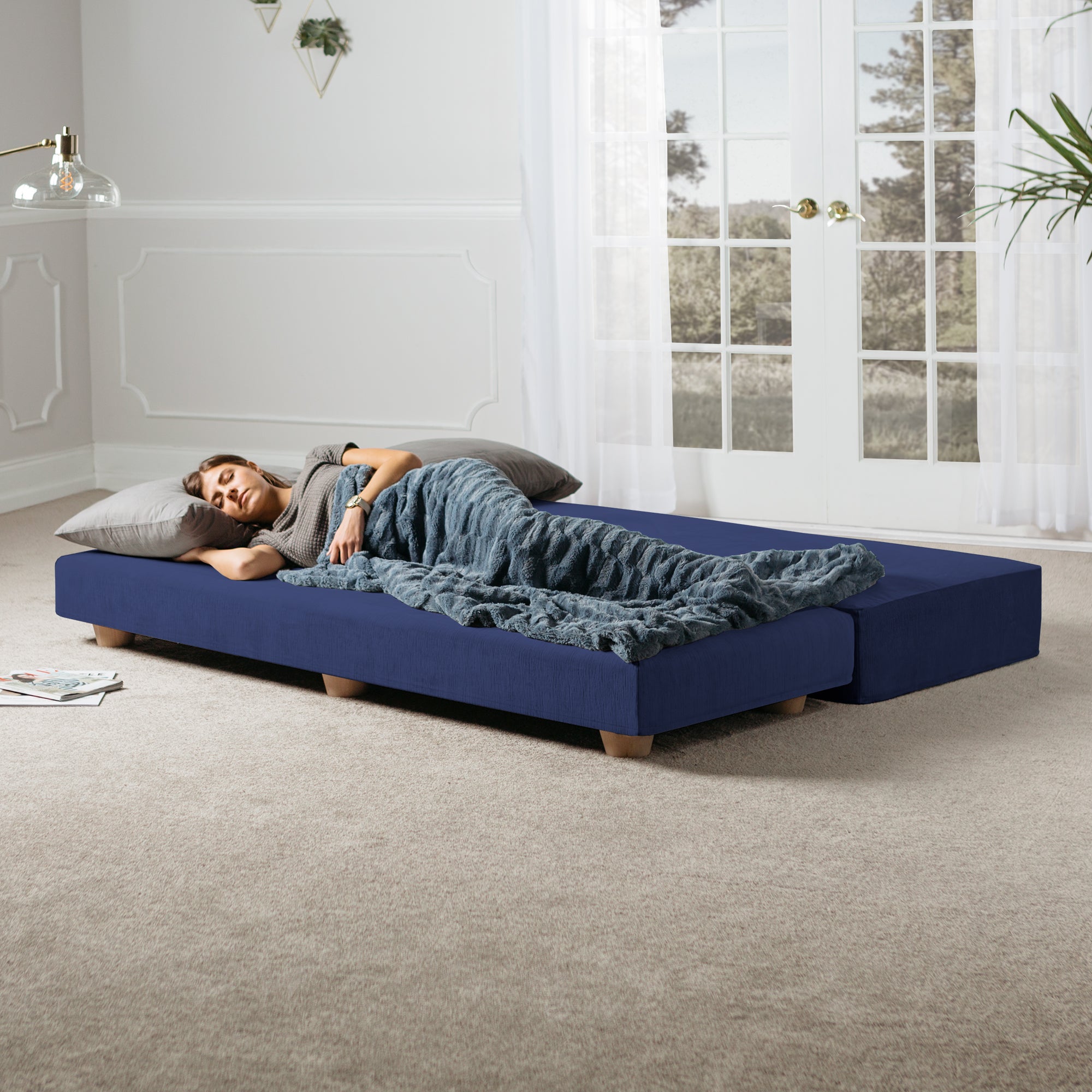 Jaxx Alon Daybed | Fold-Out Sleeper | Queen-Size Mattress - Indigo