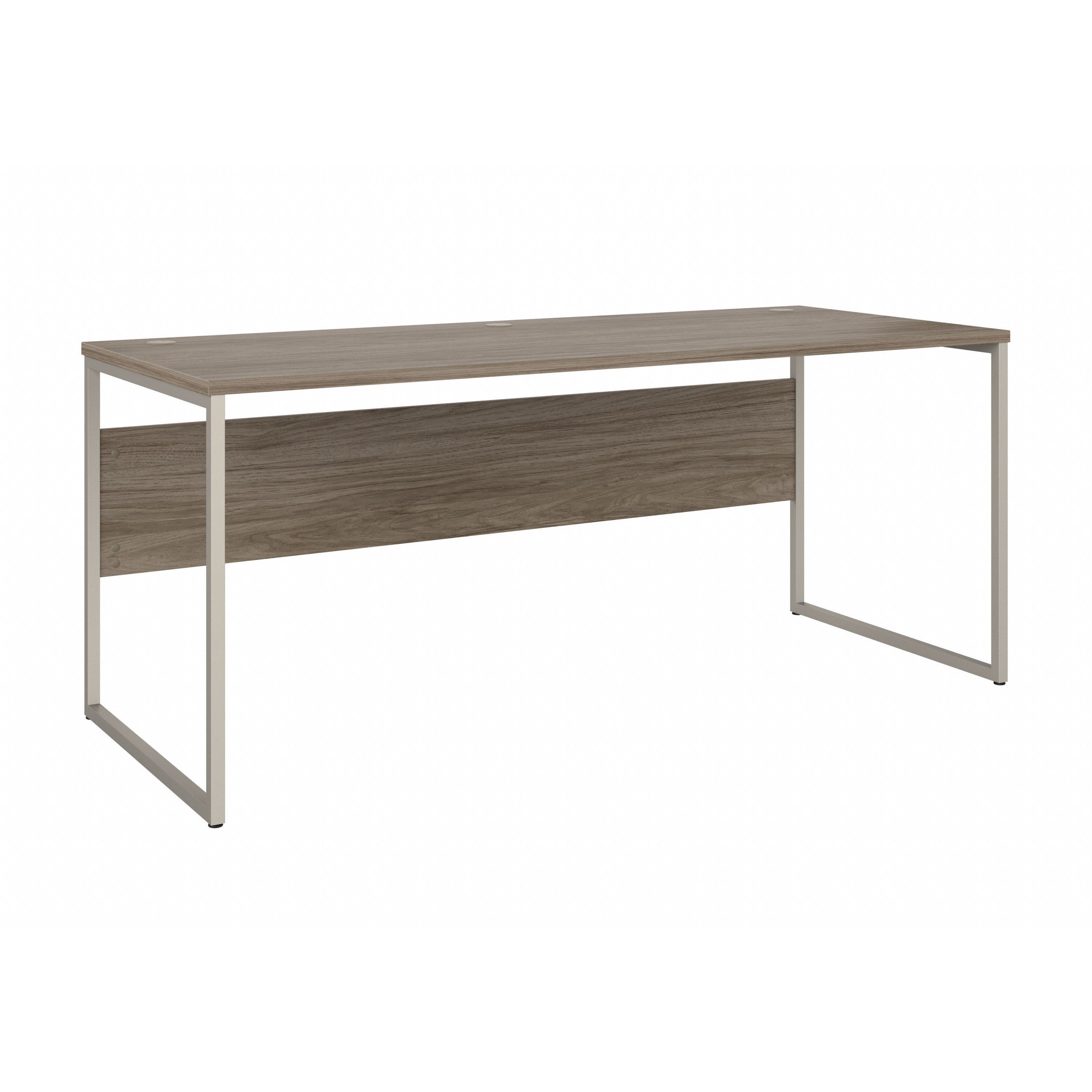 Bush Business Furniture Hybrid 72W x 30D Computer Table Desk with Metal Legs in Modern Hickory - 71.02" Width x 29.37" Depth x 29.91" Height