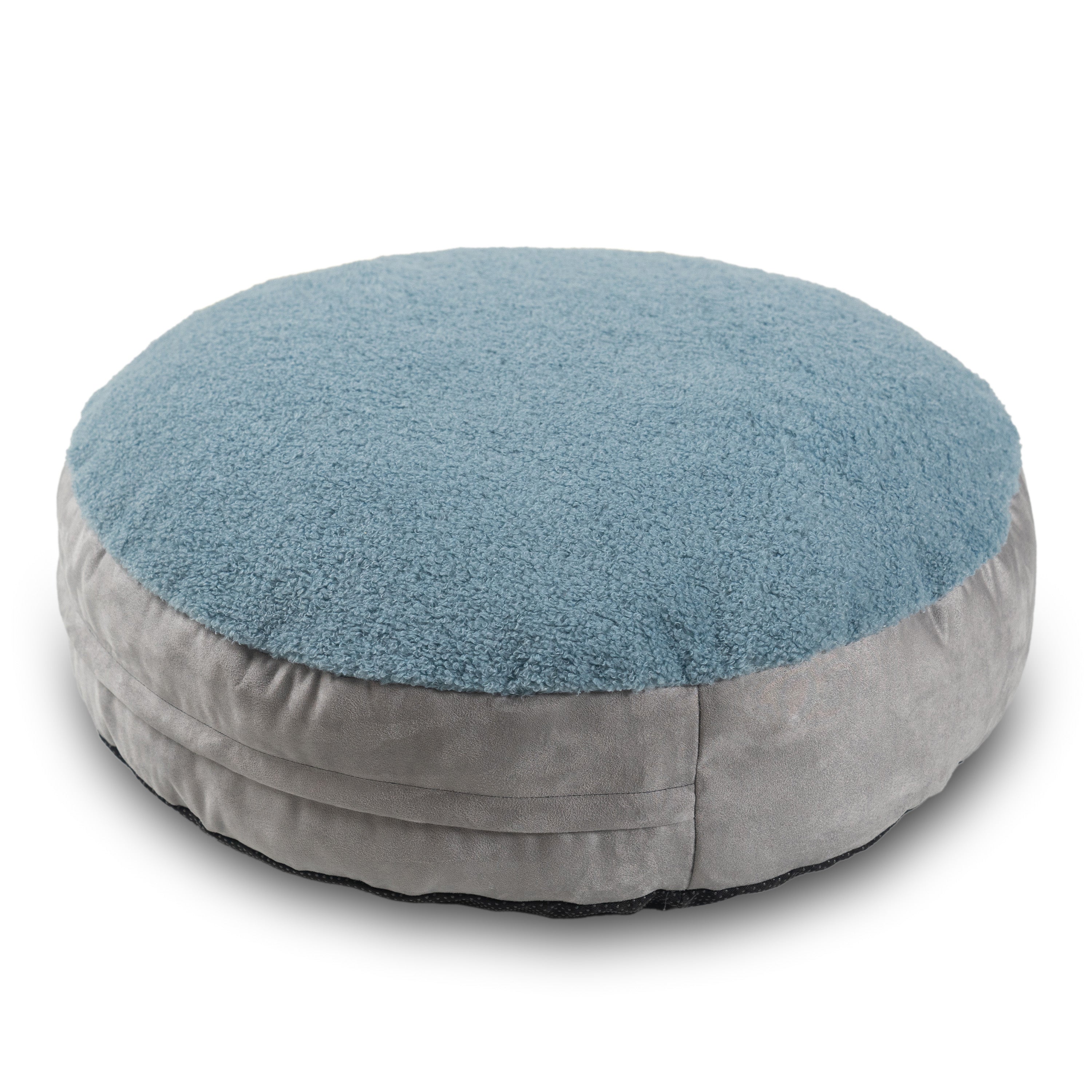 Jaxx Robbi Dog Bed Bean Bag – Round Bed with Machine Washable Cover and No-Slip Base - Supportive Memory Foam for Senior Dogs & Joint Pain Relief - Ultimate Comfort & Luxury - Small, Blue / Grey