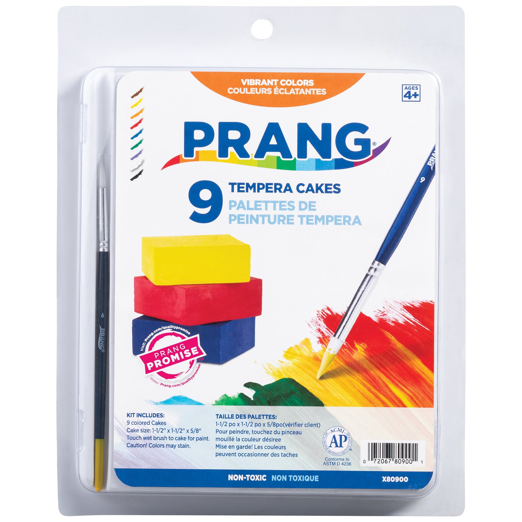Gallery™ Tempera Cake Set, 9 Colors with Brush