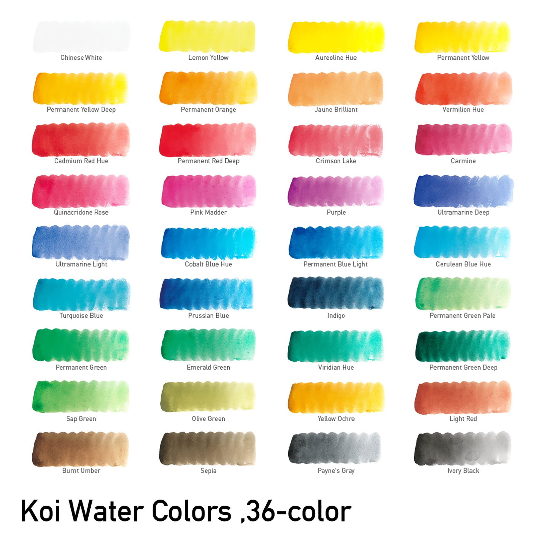 Koi Water Colors Field Sketch Box with Brush, 36 Colors
