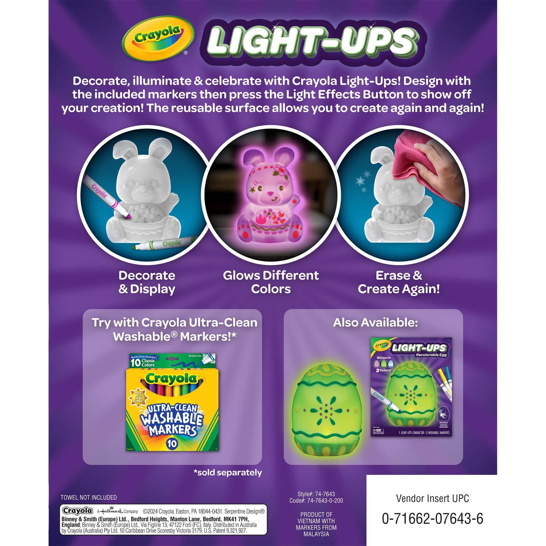 Light-Ups Recolorable Bunny with Markers
