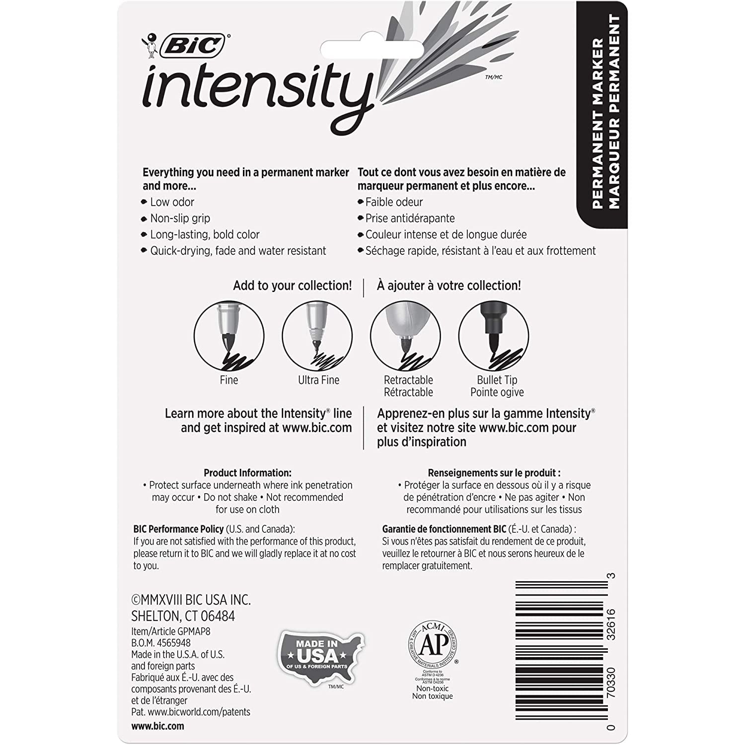 Marking™ Permanent Marker, Fine Point, Assorted Colors, Pack of 8