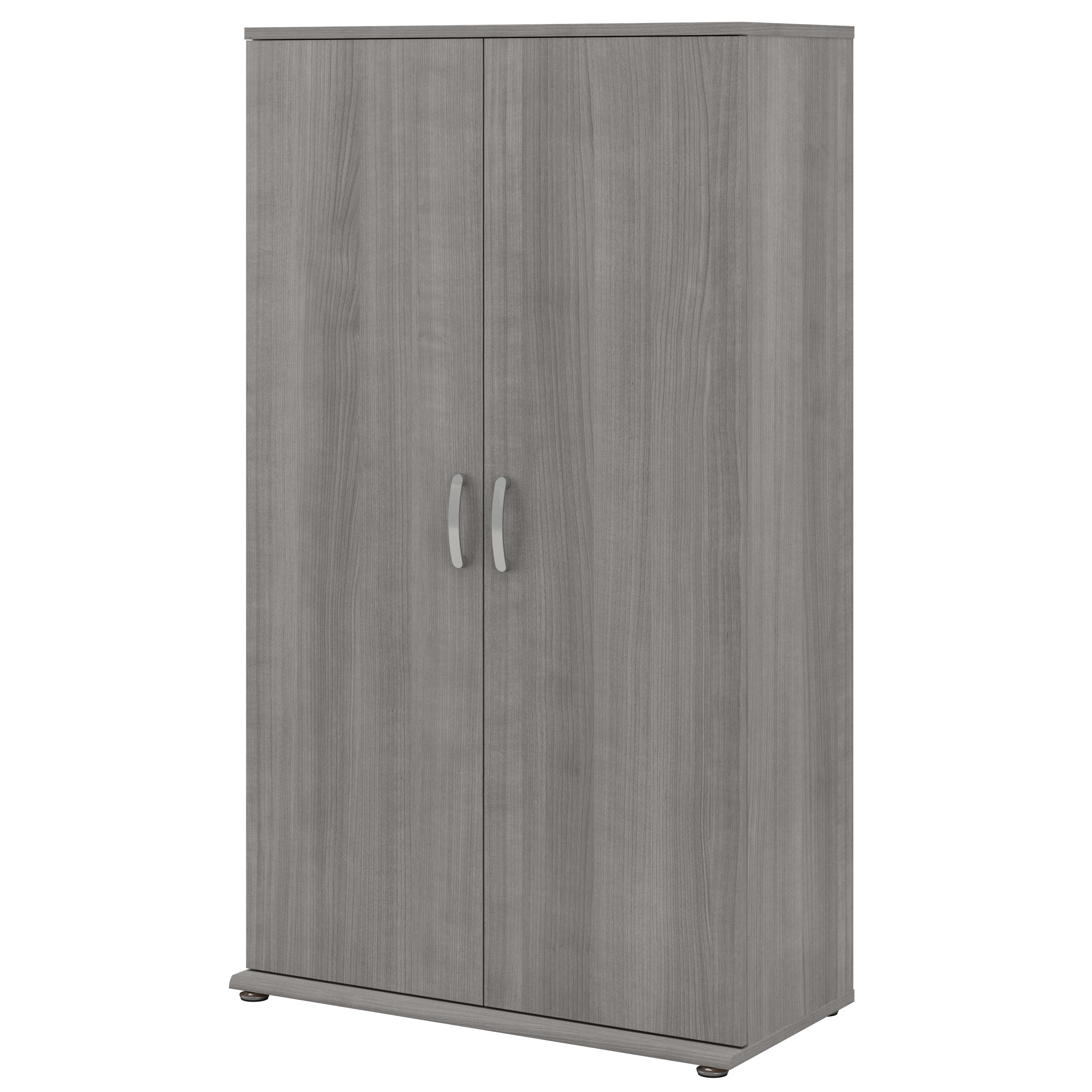 Bush Business Furniture Universal Tall Storage Cabinet with Doors and Shelves in Platinum Gray - 35.71" Width x 17.2" Depth x 61.81" Height